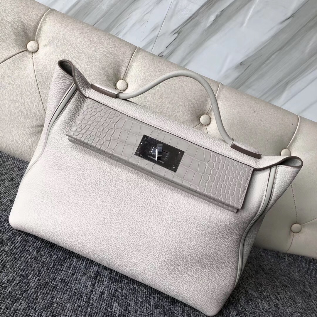 Hong Kong Hermes Kelly 24/24 Maurice 8L奶油白 Beton / CK80 Pearl Grey珍珠灰