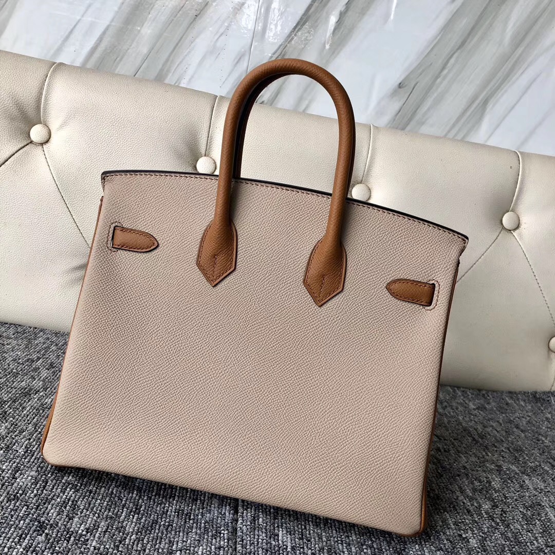 香港灣仔區東區 鉑金包定制 Hermes Birkin 25cm Hss S2風衣灰/CK37金棕色