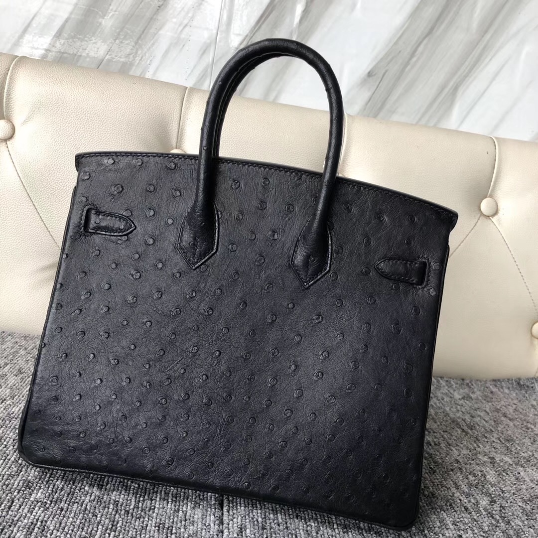 臺灣臺北桃園愛馬仕鉑金包定制 Taiwan Hermes Birkin 25cm CC89黑色 鴕鳥皮