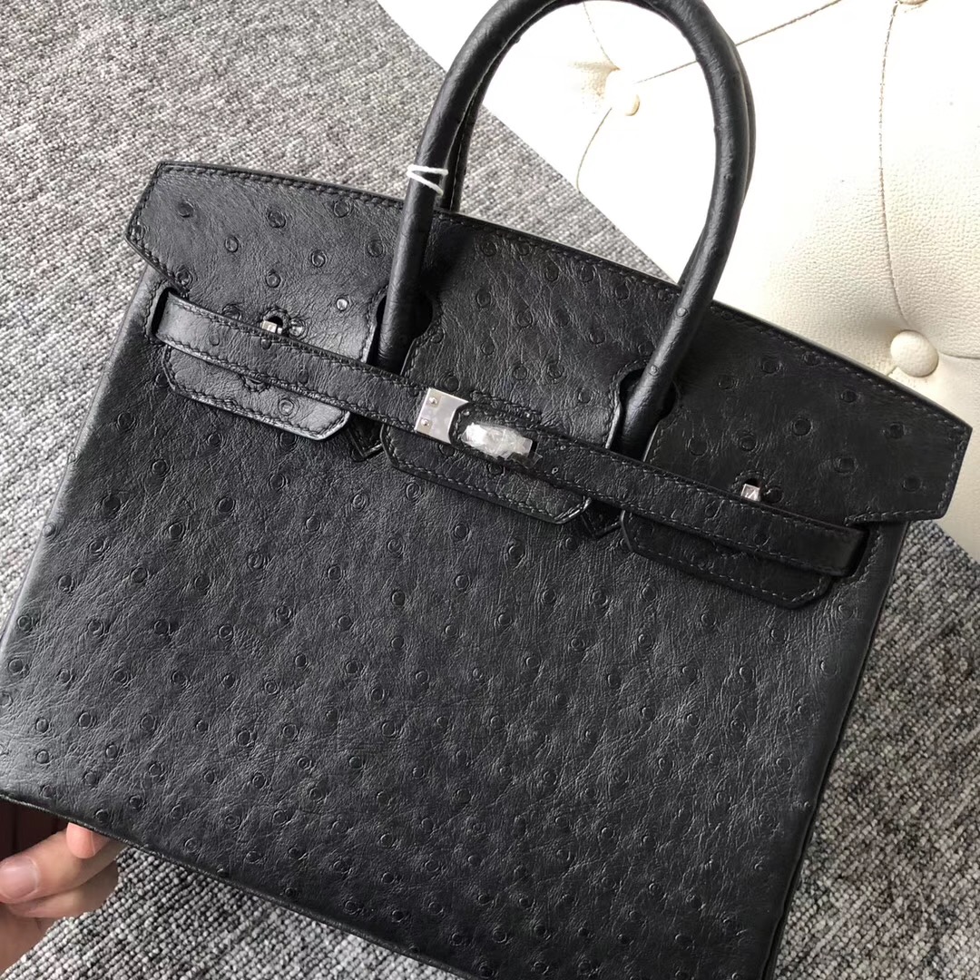 臺灣臺北桃園愛馬仕鉑金包定制 Taiwan Hermes Birkin 25cm CC89黑色 鴕鳥皮