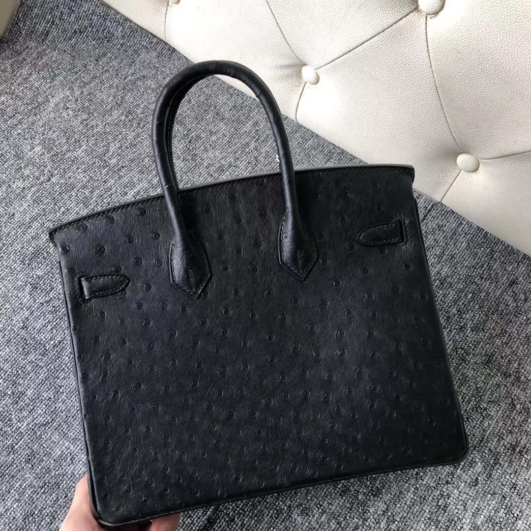 臺灣臺北桃園愛馬仕鉑金包定制 Taiwan Hermes Birkin 25cm CC89黑色 鴕鳥皮