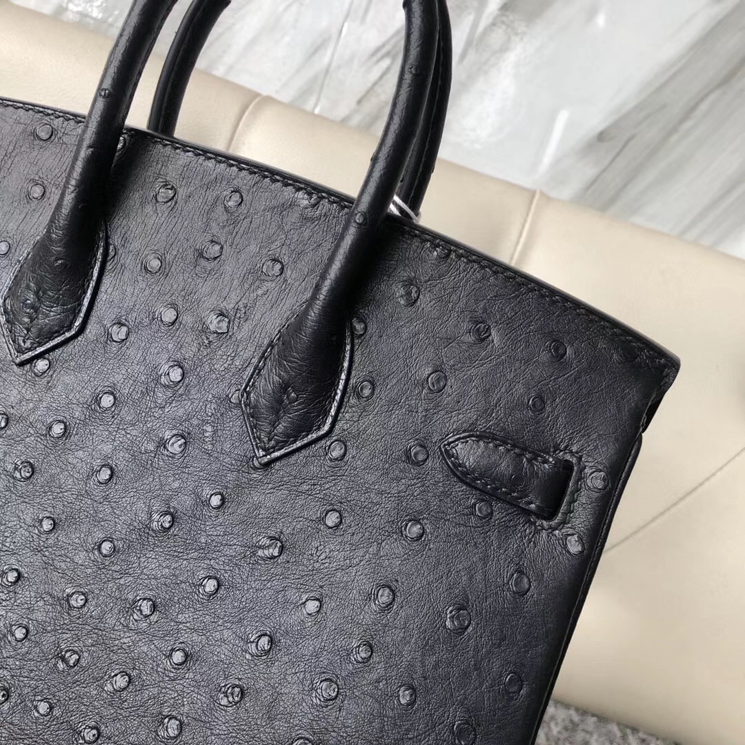 臺灣臺北桃園愛馬仕鉑金包定制 Taiwan Hermes Birkin 25cm CC89黑色 鴕鳥皮