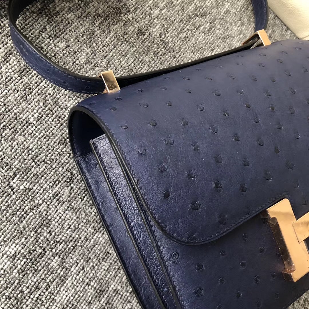 Taiwan Hermes Constance 24cm CK73寶石藍 Blue Sapphire 玫瑰金扣