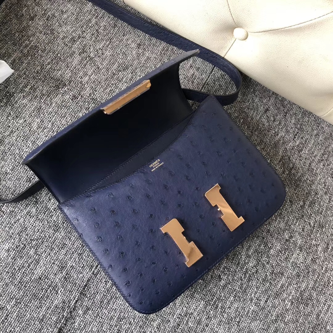 Taiwan Hermes Constance 24cm CK73寶石藍 Blue Sapphire 玫瑰金扣