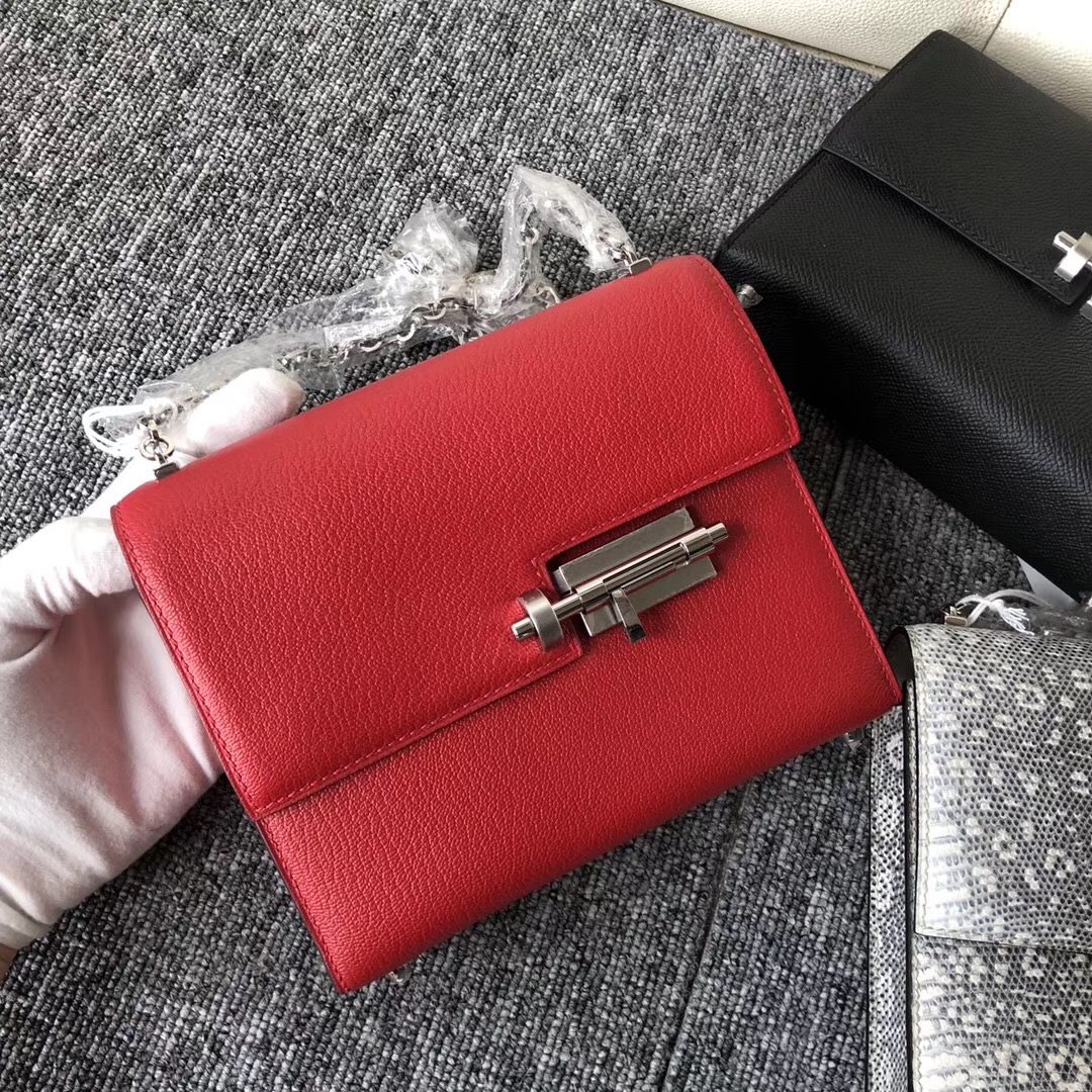 Hong Kong Hermes Verrou 17.5cm Chevre Q5國旗紅 Rouge Casaque