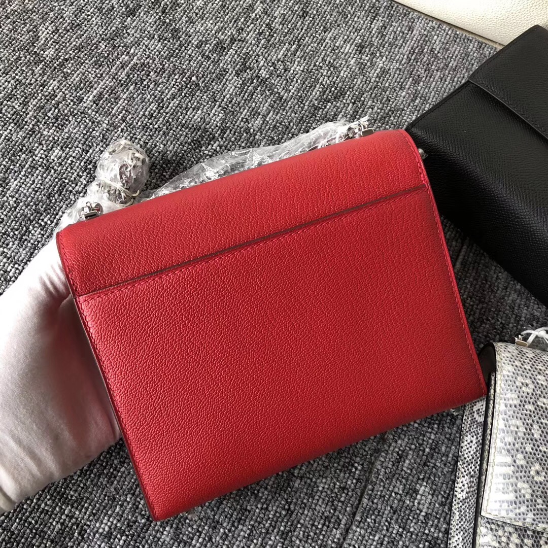 Hong Kong Hermes Verrou 17.5cm Chevre Q5國旗紅 Rouge Casaque