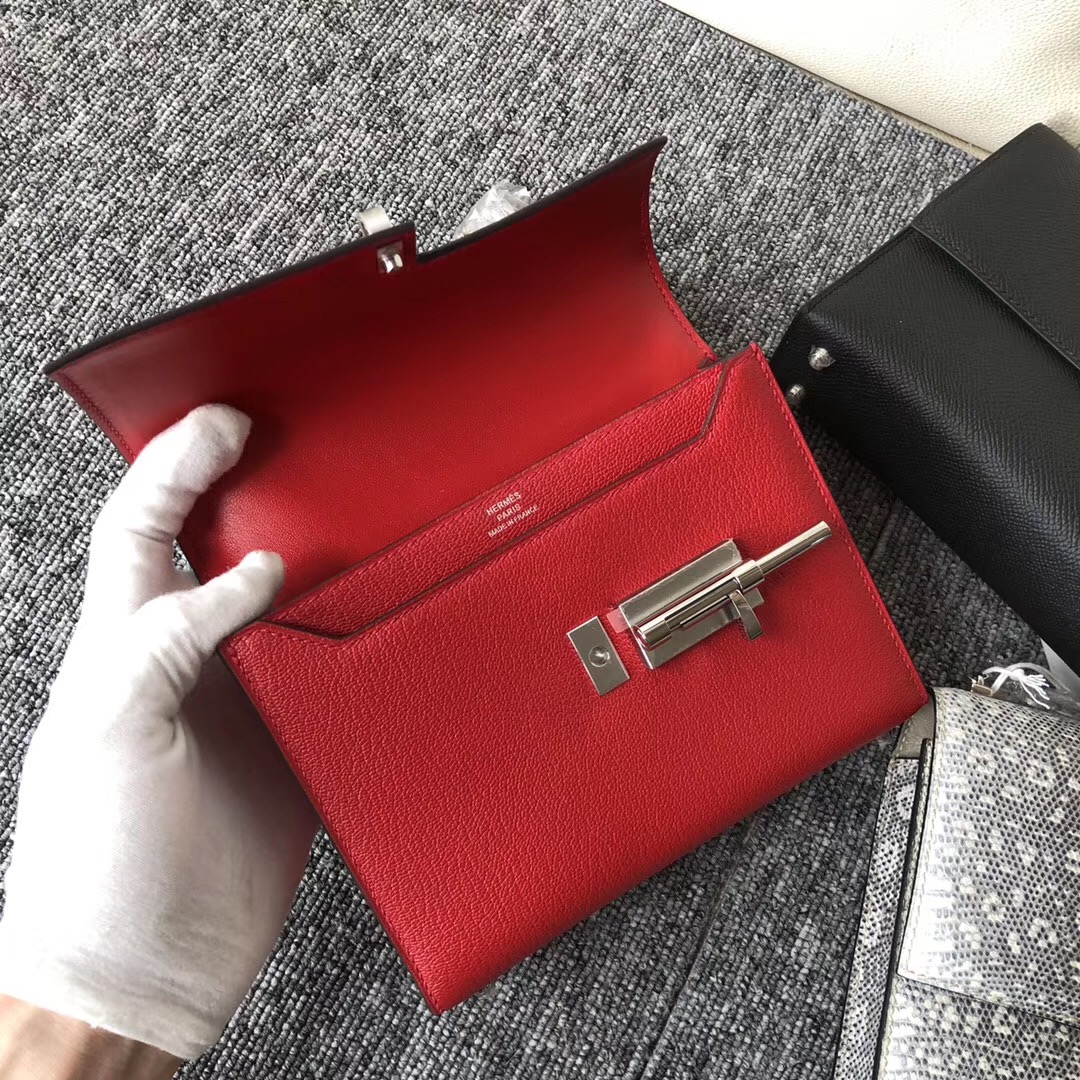 Hong Kong Hermes Verrou 17.5cm Chevre Q5國旗紅 Rouge Casaque