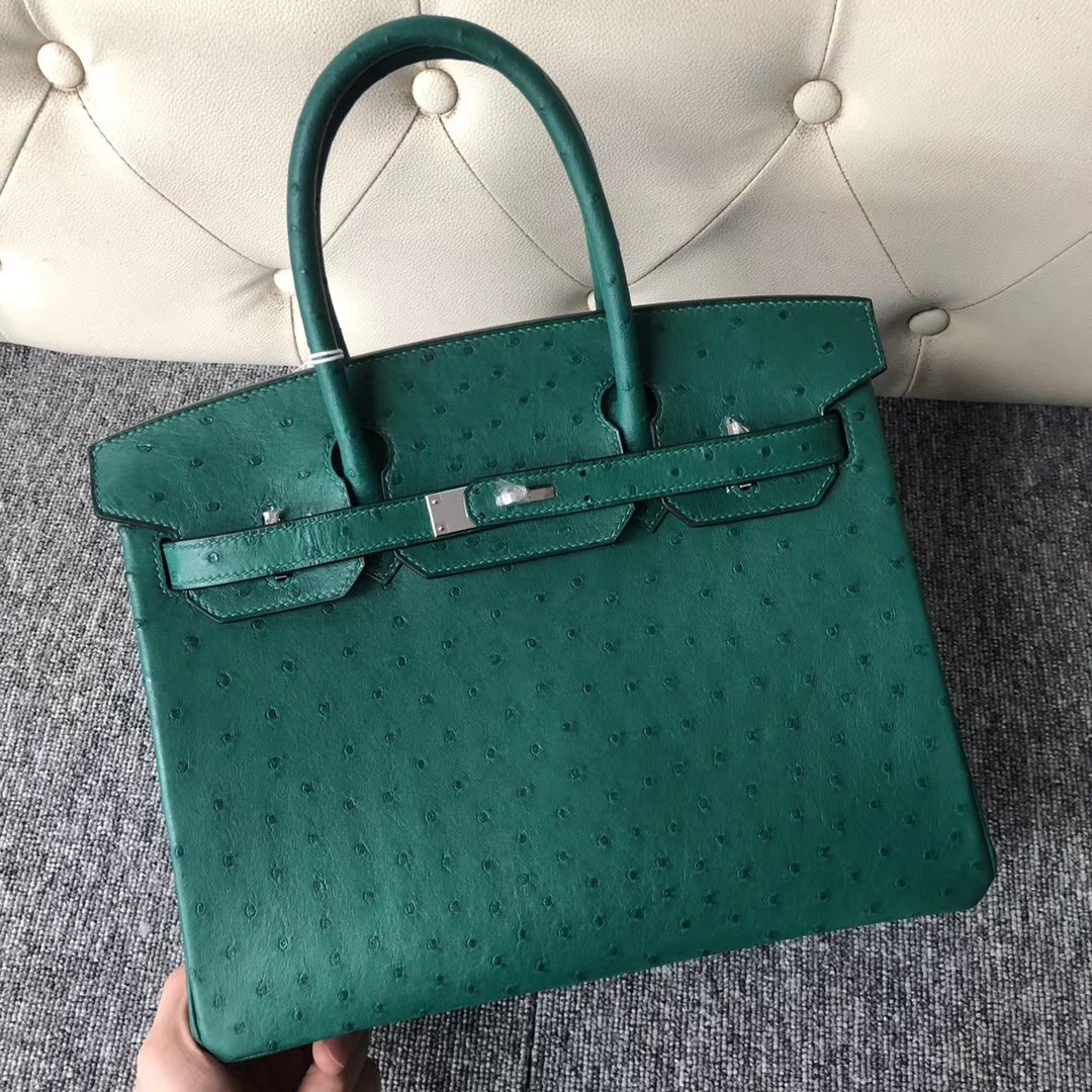 California, USA Hermes Birkin 30cm U4絲絨綠 Vert Verigo Ostrich