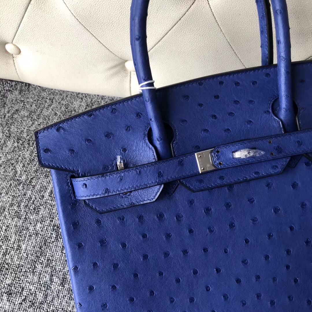 美國紐約愛馬仕鉑金包定制 New York, USA Hermes Birkin 30cm 摩登藍 Ostrich