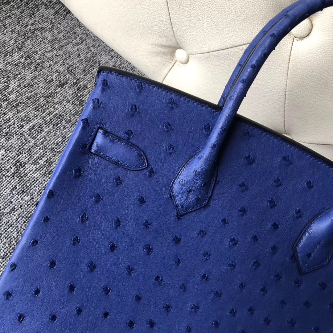 美國紐約愛馬仕鉑金包定制 New York, USA Hermes Birkin 30cm 摩登藍 Ostrich