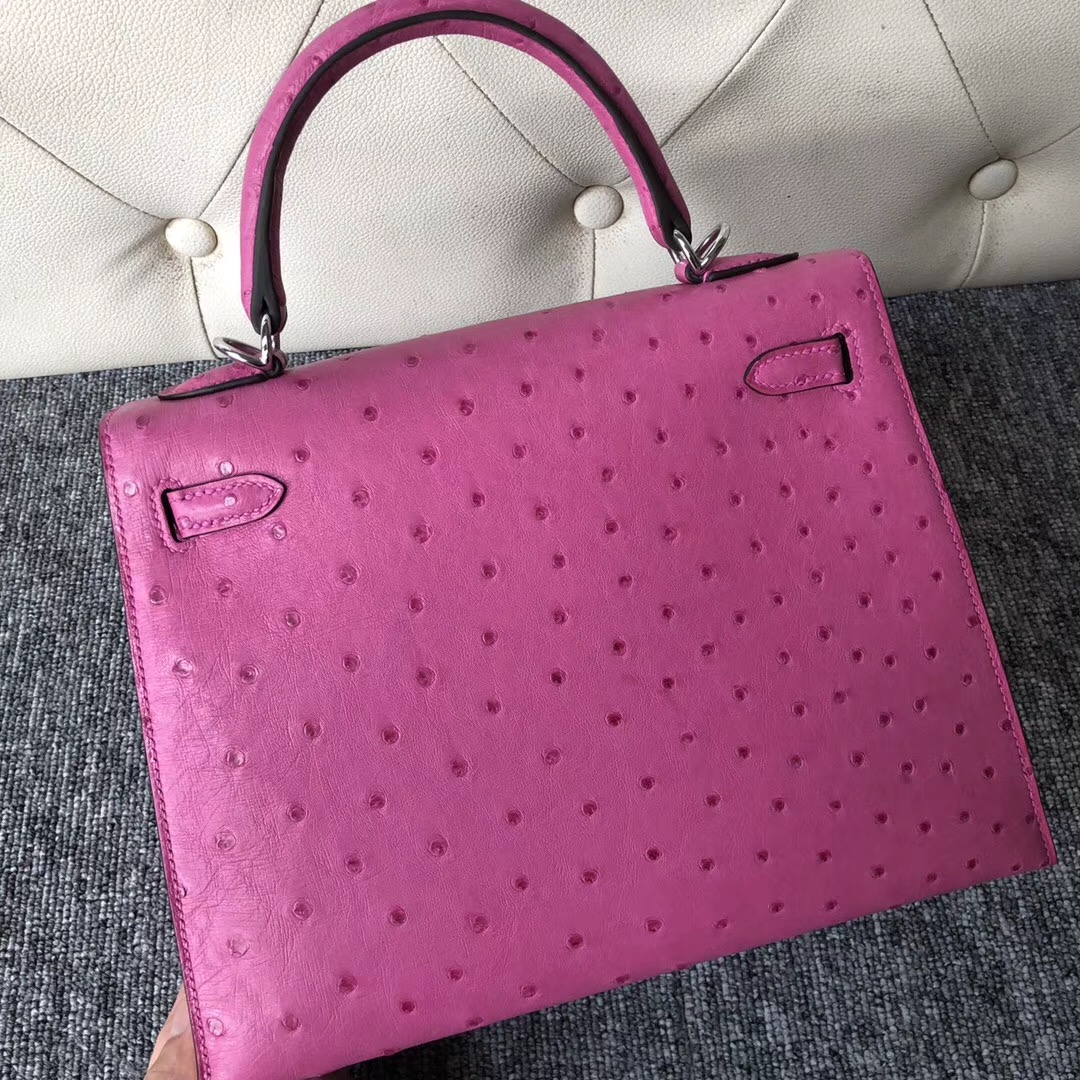 Dezhou, USA Hermes Kelly 25cm Ostrich 9I 玉蘭粉 Rose Magnolia 木蘭粉