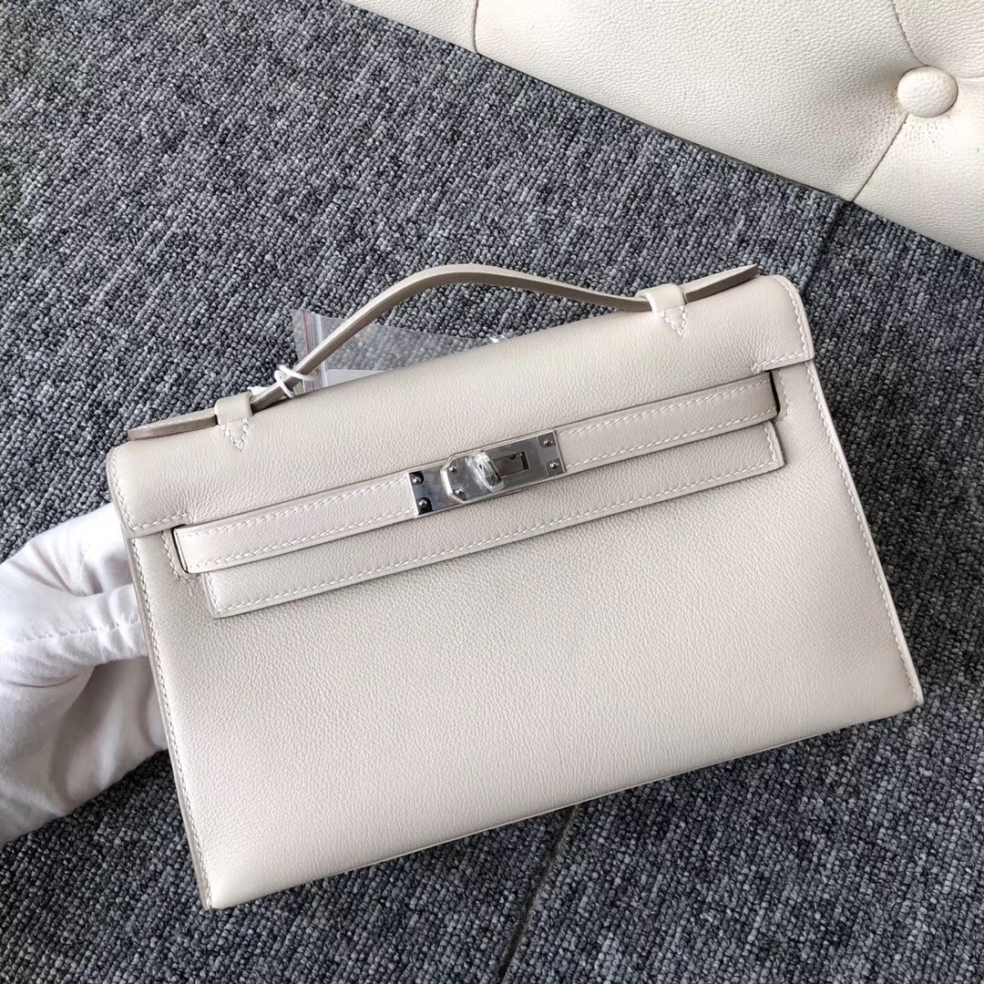 new jersey USA Hermes Mini Kelly Pochette 22cm CK10 Craie 奶昔白 Swift