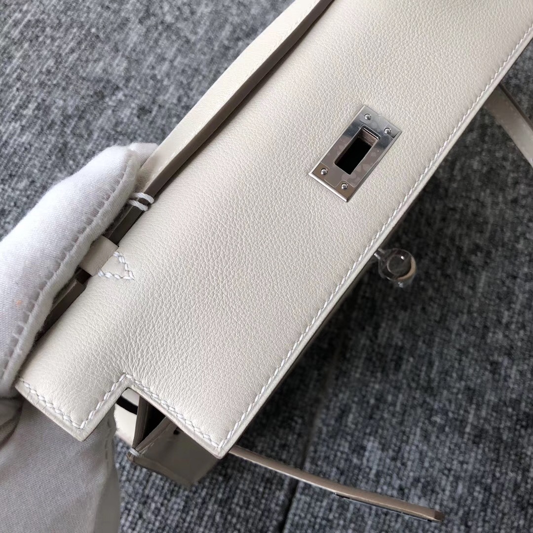 new jersey USA Hermes Mini Kelly Pochette 22cm CK10 Craie 奶昔白 Swift