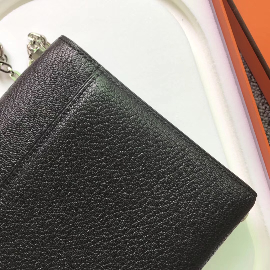 new jersey USA Hermes Verrou 17.5cm Chevre CK89黑色 Noir