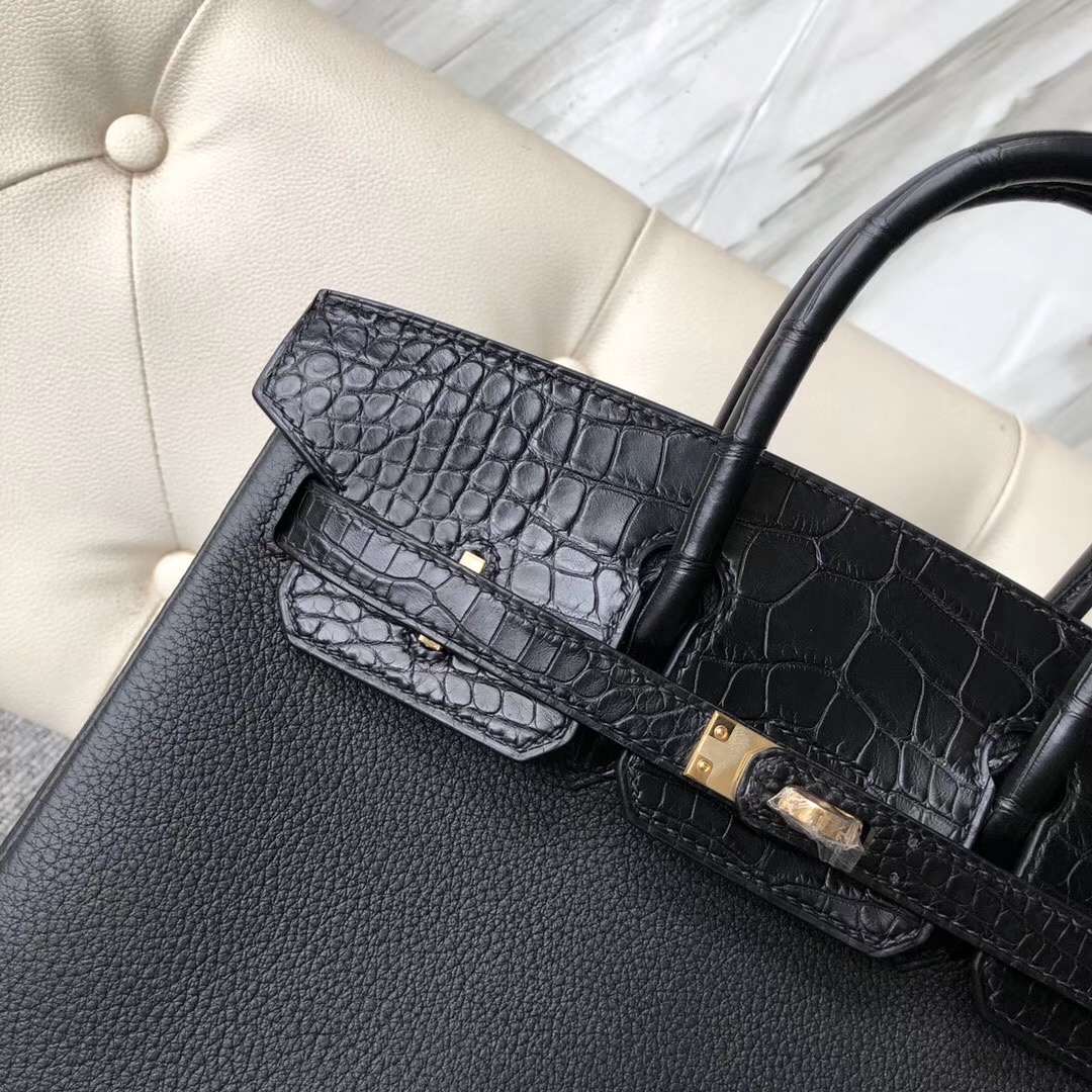 Washington State,USA Hermes Birkin 25cm Touch Togo/alligator crocodile CK89 Noir