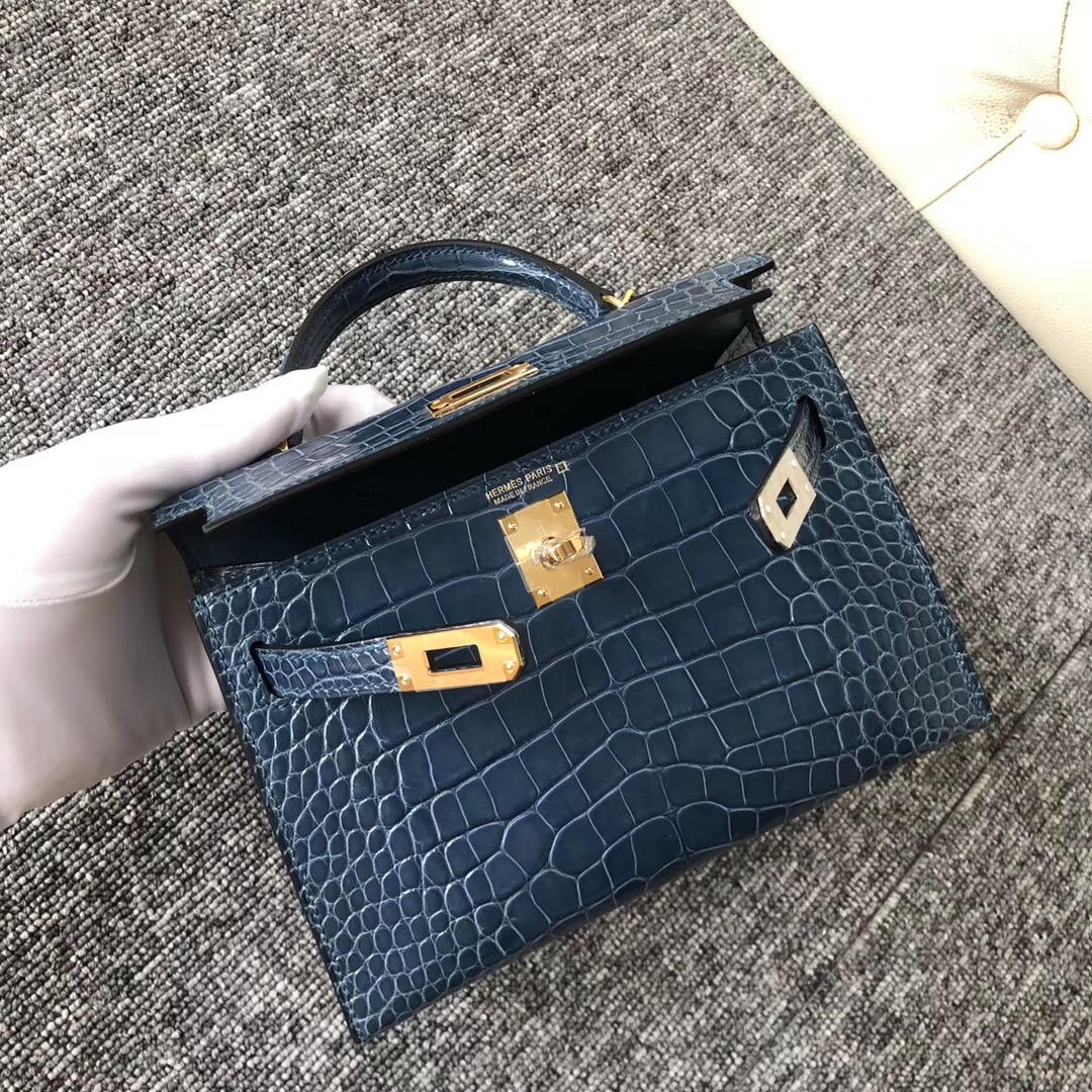 愛馬仕包包經典款圖片 Singapore Hermes Kelly mini Ⅱ N7風暴藍 Blue Tempete