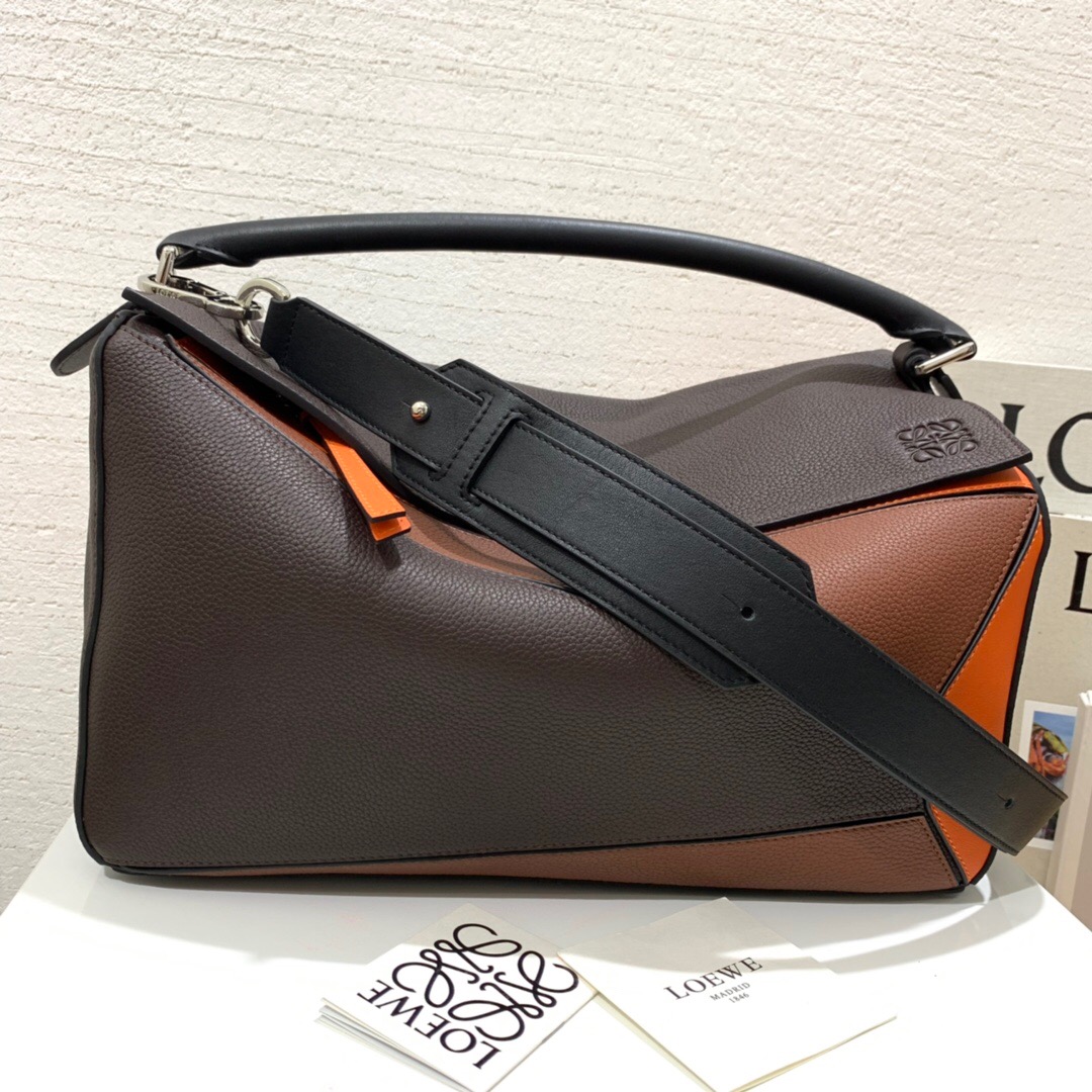 羅意威香港官網 LOEWE 大號 Puzzle Large Bag Chocolate Brown/Orange