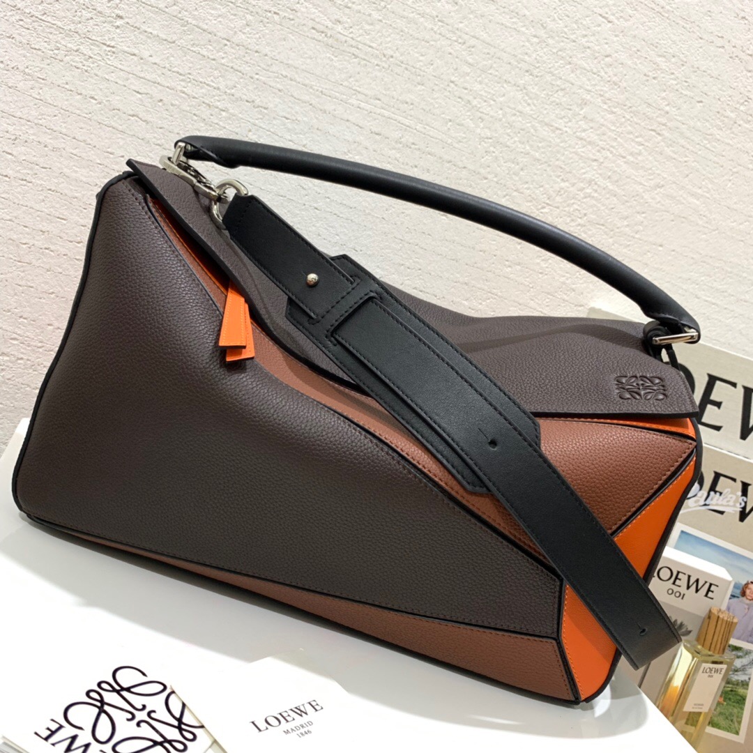 羅意威香港官網 LOEWE 大號 Puzzle Large Bag Chocolate Brown/Orange