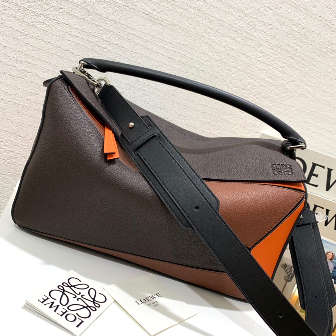 羅意威香港官網 LOEWE 大號 Puzzle Large Bag Chocolate Brown/Orange