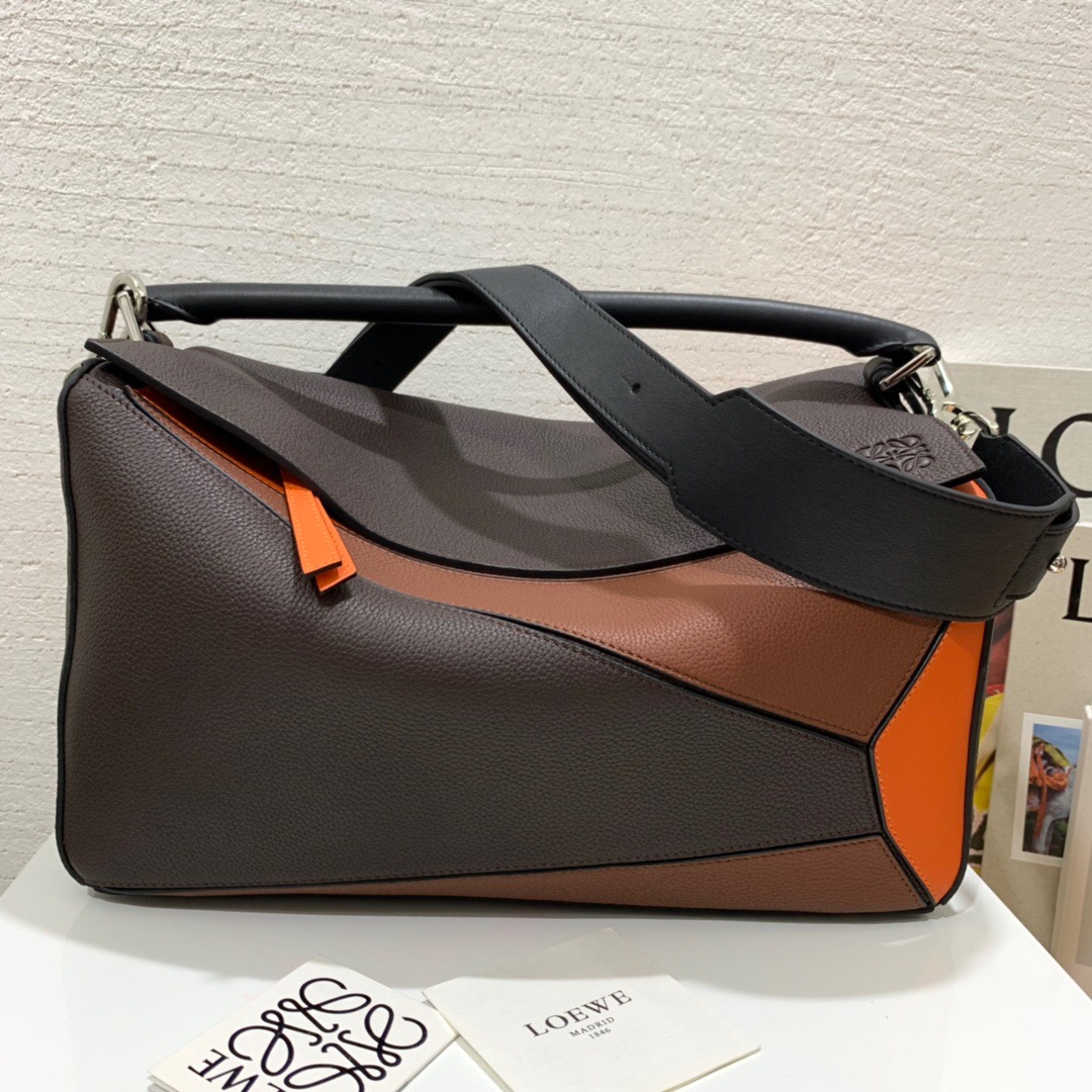 羅意威香港官網 LOEWE 大號 Puzzle Large Bag Chocolate Brown/Orange