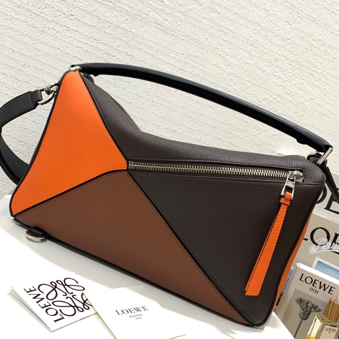 羅意威香港官網 LOEWE 大號 Puzzle Large Bag Chocolate Brown/Orange