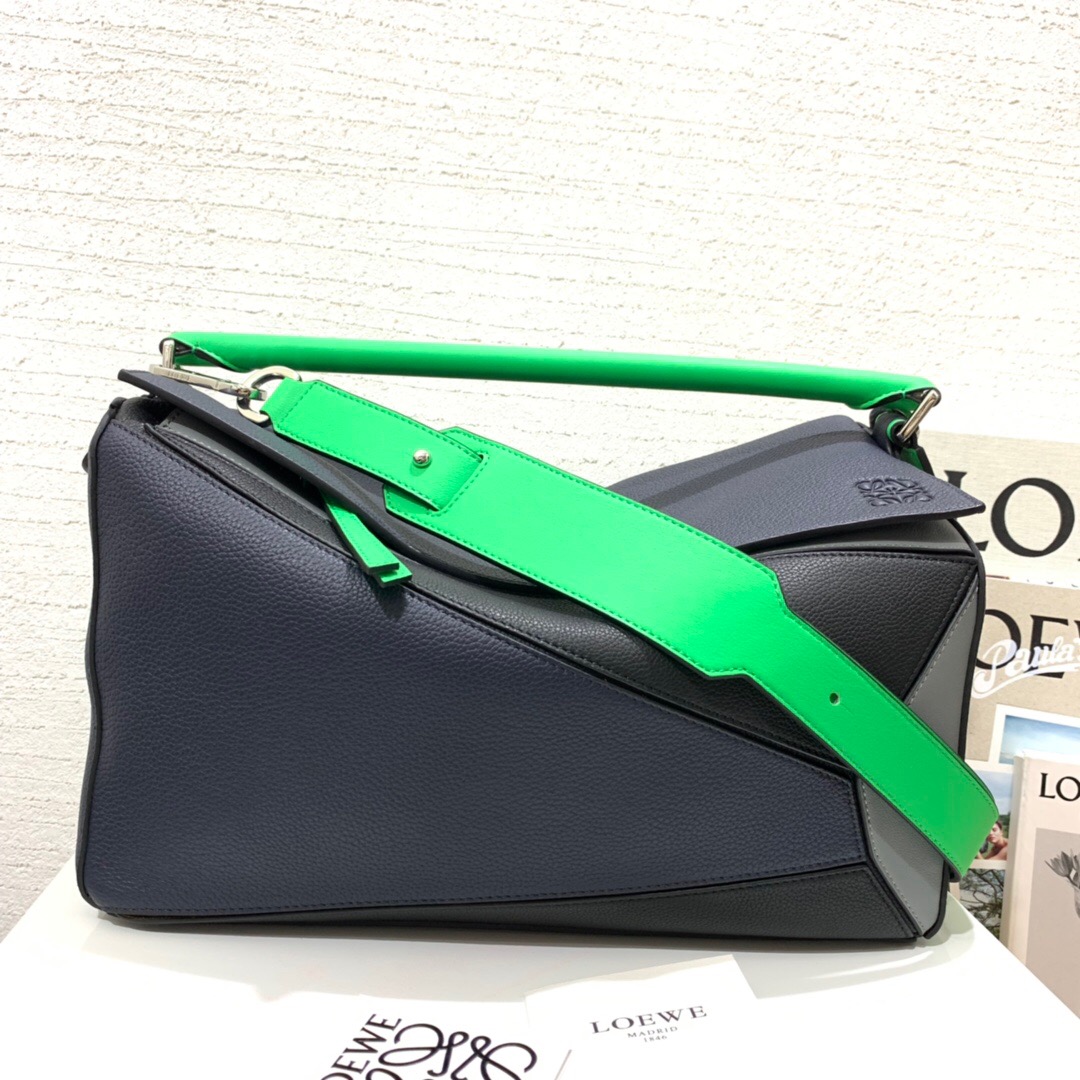 臺灣羅意威官網 LOEWE 大號 Puzzle Large Bag Deep Blue/Green