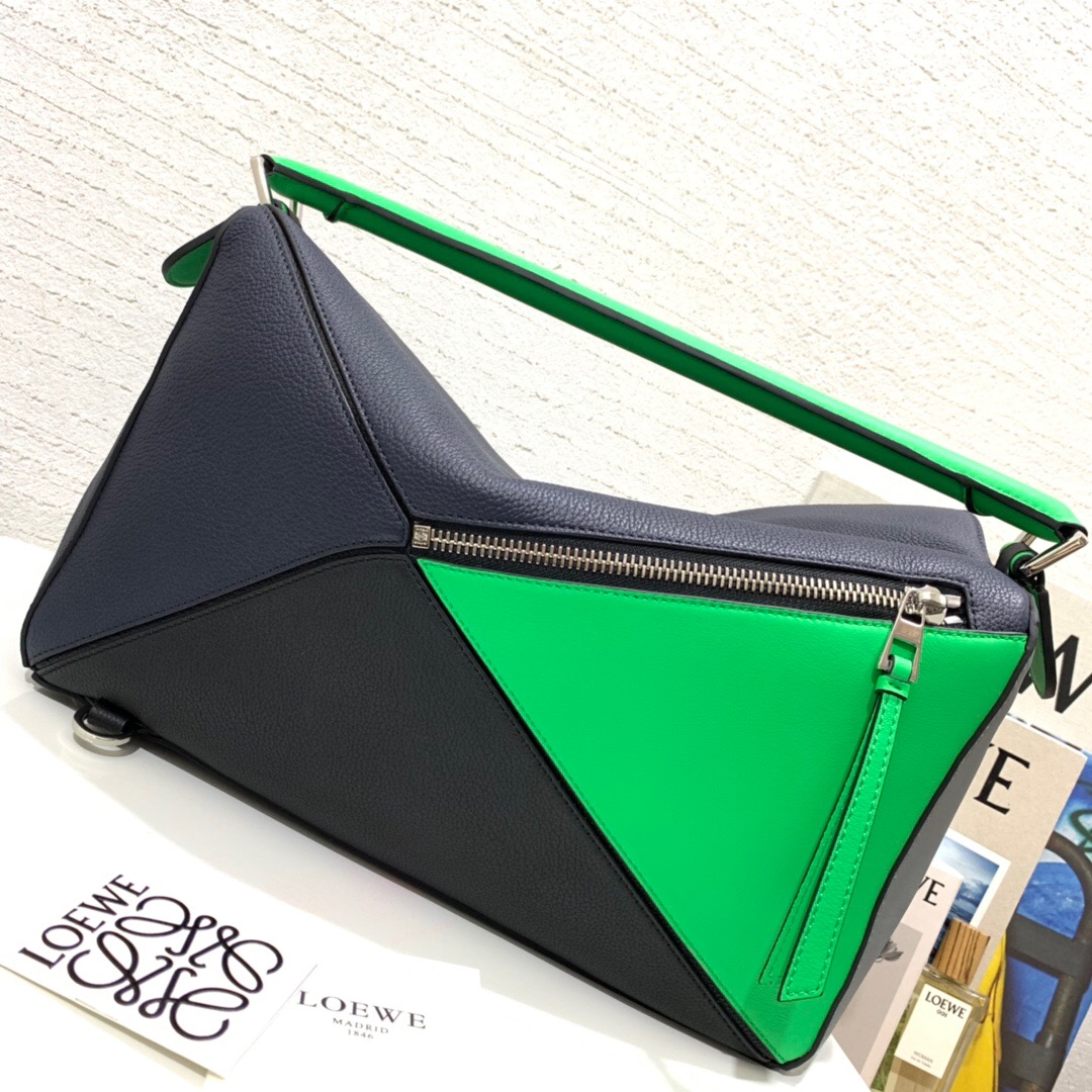 臺灣羅意威官網 LOEWE 大號 Puzzle Large Bag Deep Blue/Green