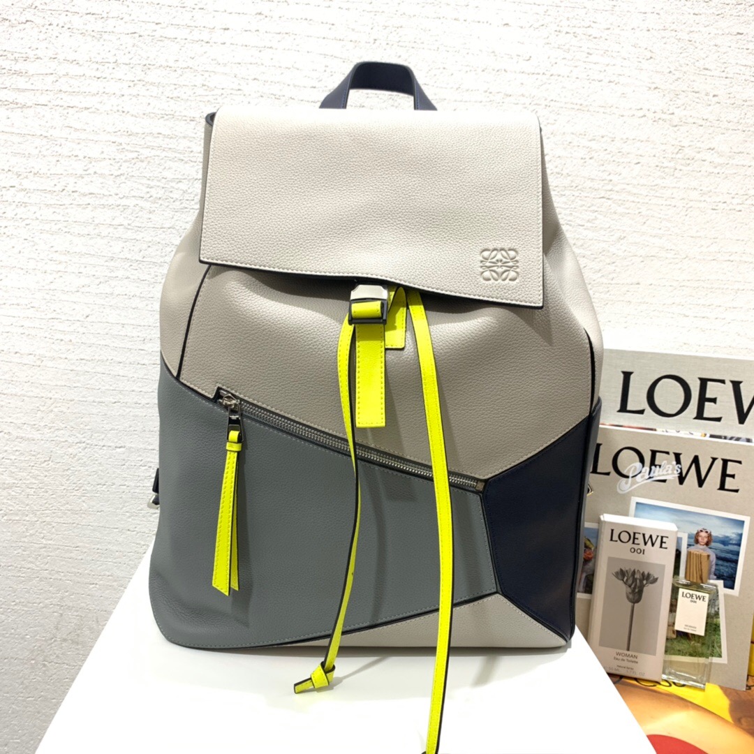 loewe男士雙肩包 幾何雙肩包 LOEWE Puzzle Backpack Grey/Yellow