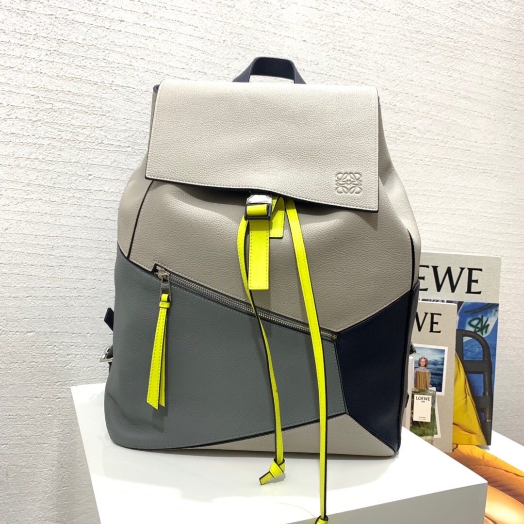 loewe男士雙肩包 幾何雙肩包 LOEWE Puzzle Backpack Grey/Yellow