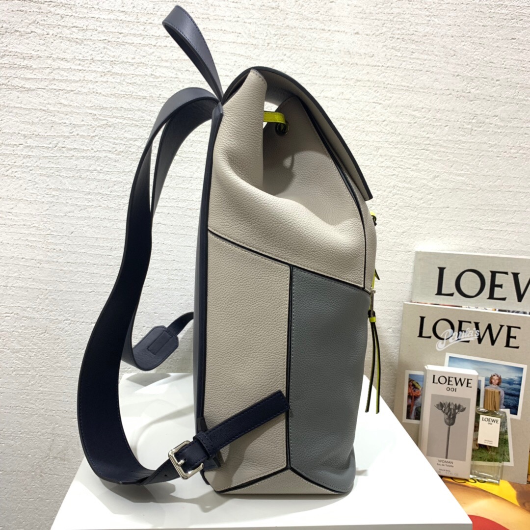 loewe男士雙肩包 幾何雙肩包 LOEWE Puzzle Backpack Grey/Yellow