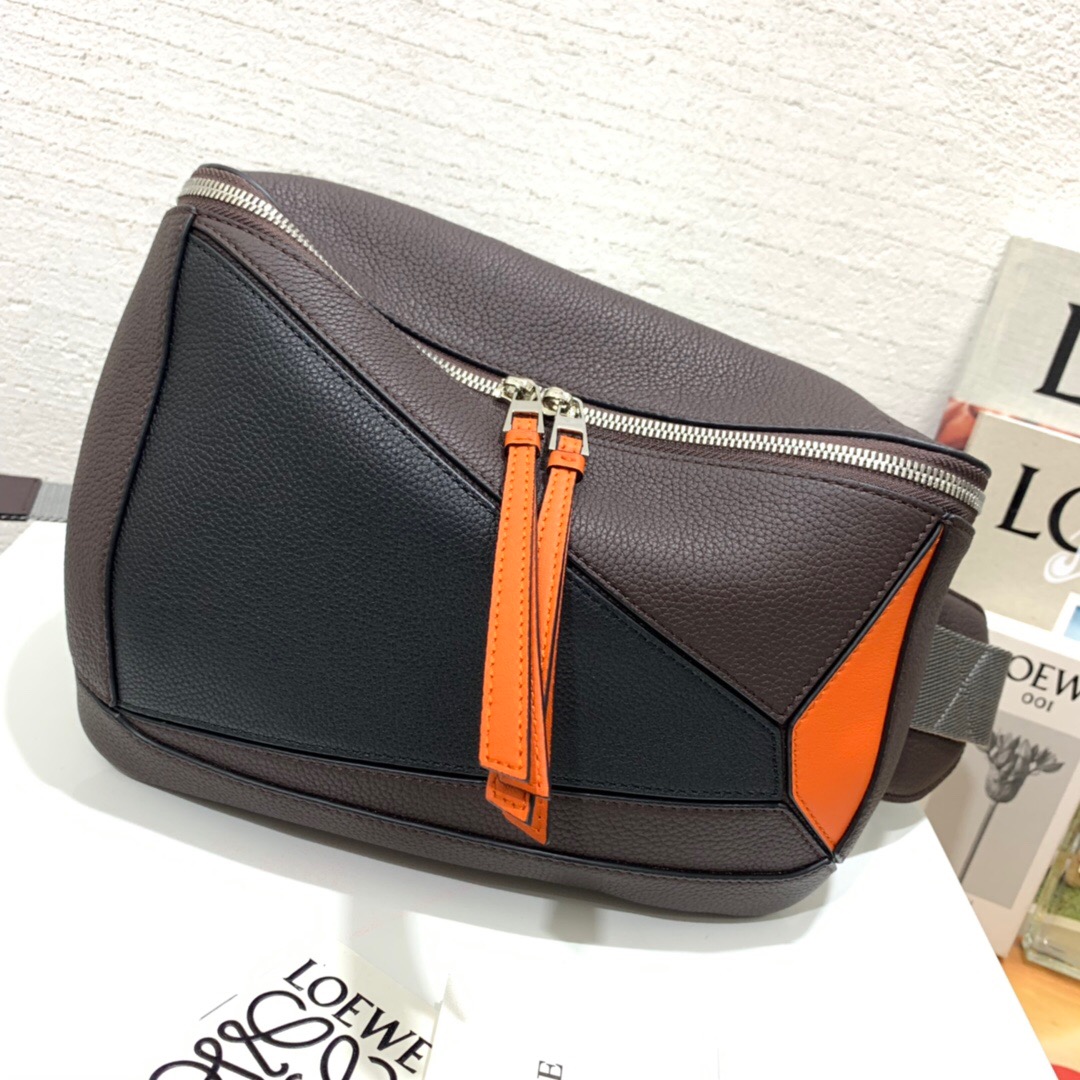 臺灣臺中市羅意威 LOEWE Puzzle Sling Chocolate Brown/Orange