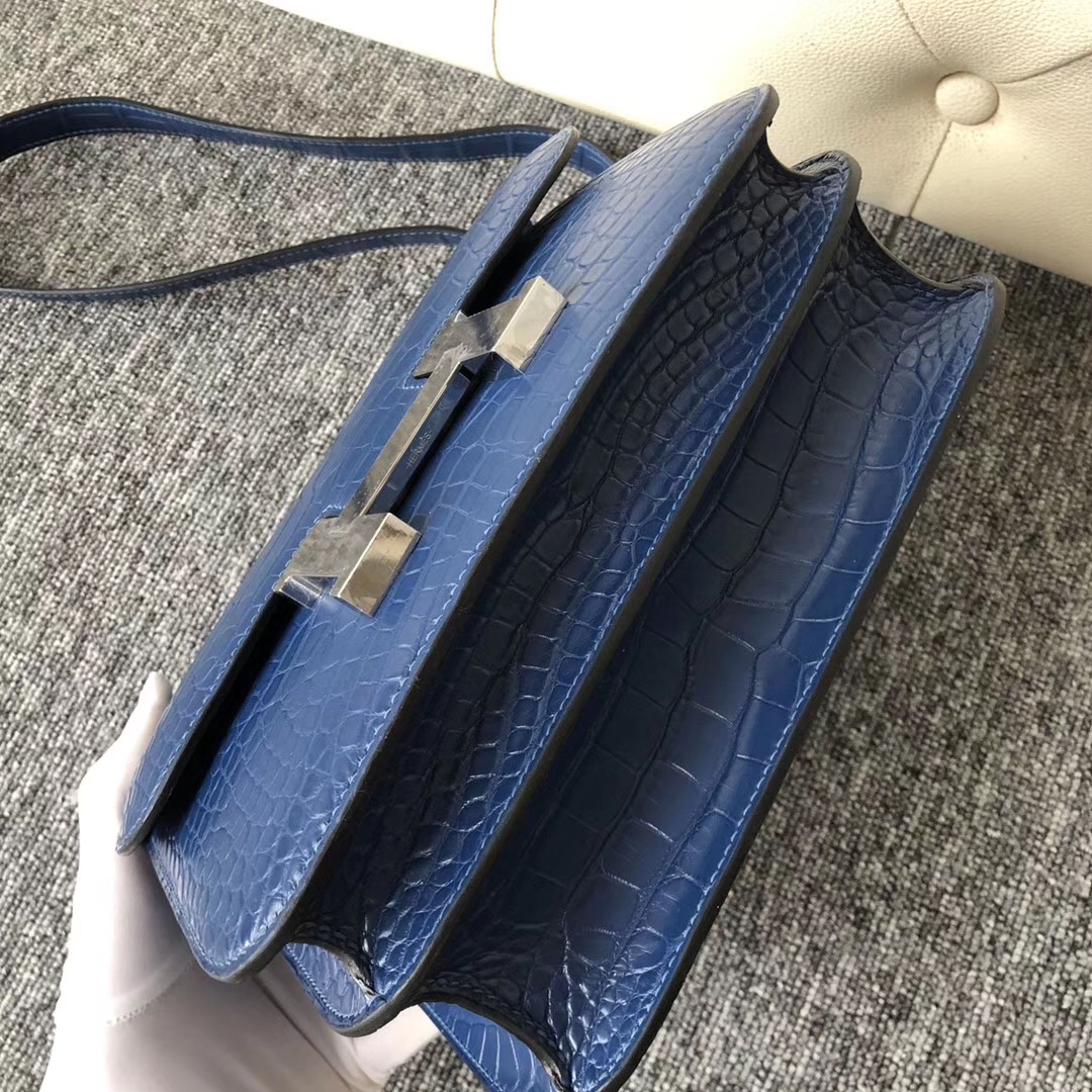 Sydney Australia Hermes Constance 24cm 7R azur 霧霾藍 alligator crocodile