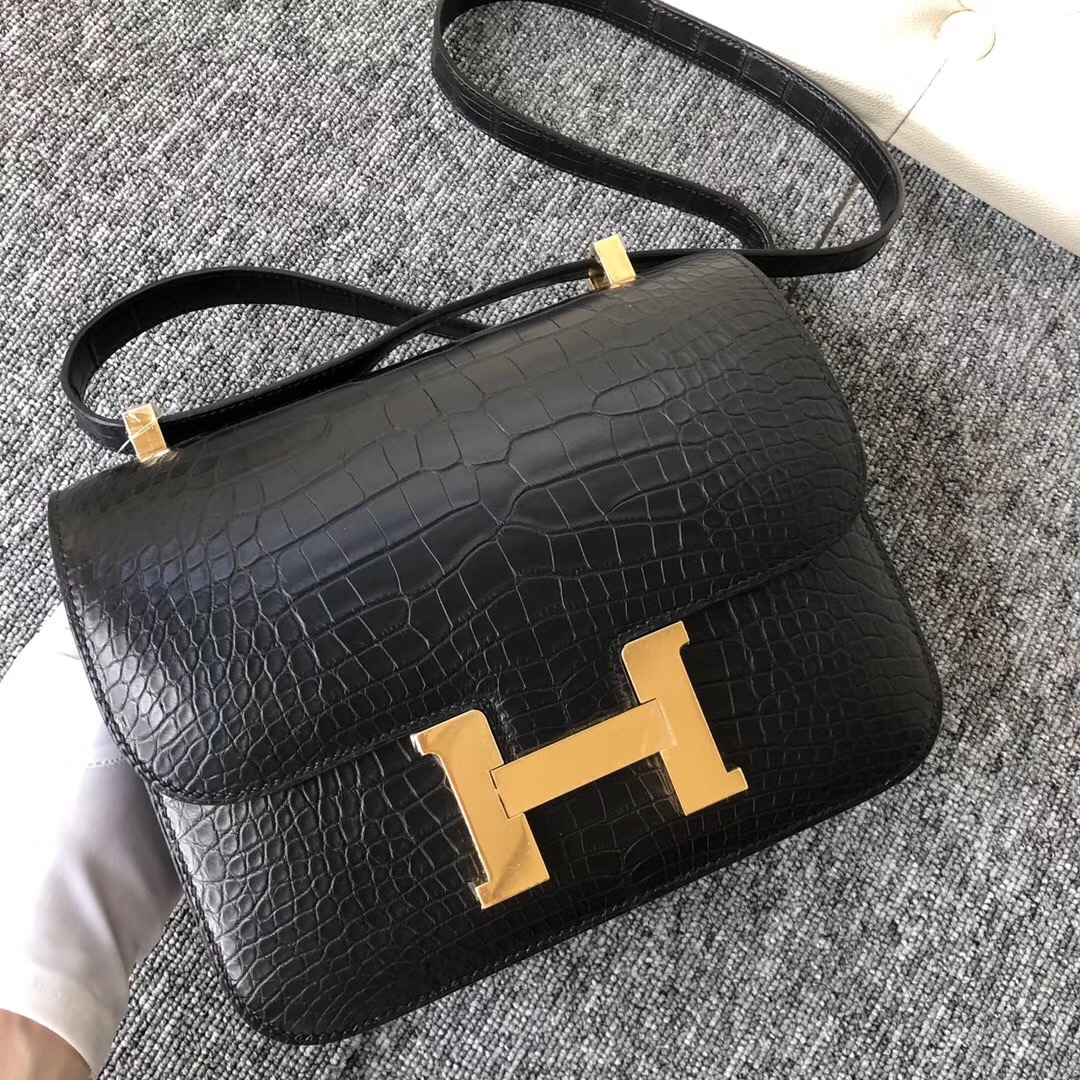 Sydney Australia Hermes Constance 24cm CC89黑色 Matte alligator crocodile