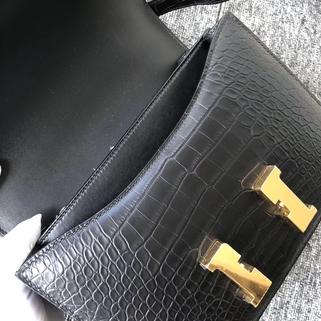 Sydney Australia Hermes Constance 24cm CC89黑色 Matte alligator crocodile