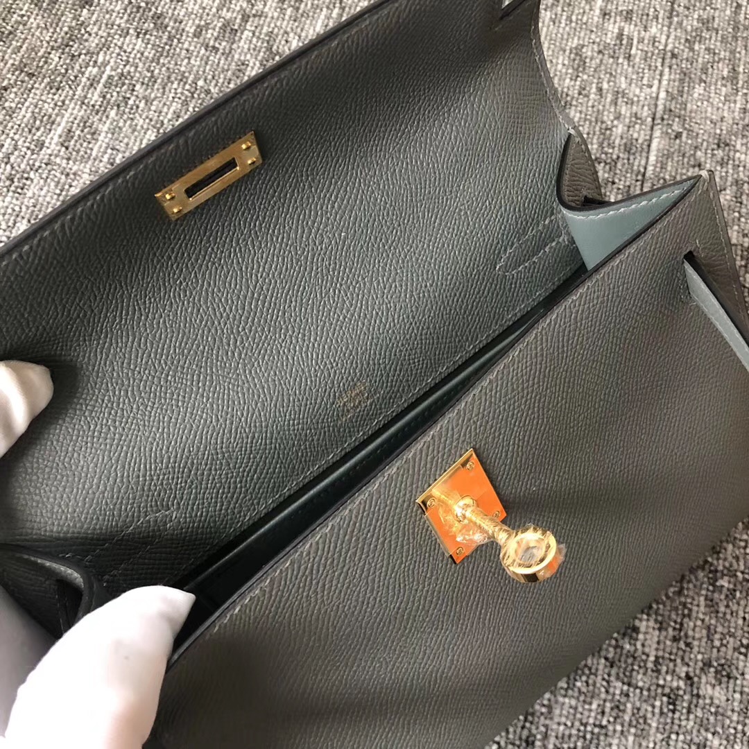 Washington State USA Hermes MiniKelly Pochette CC63 Vert Amande 杏綠色