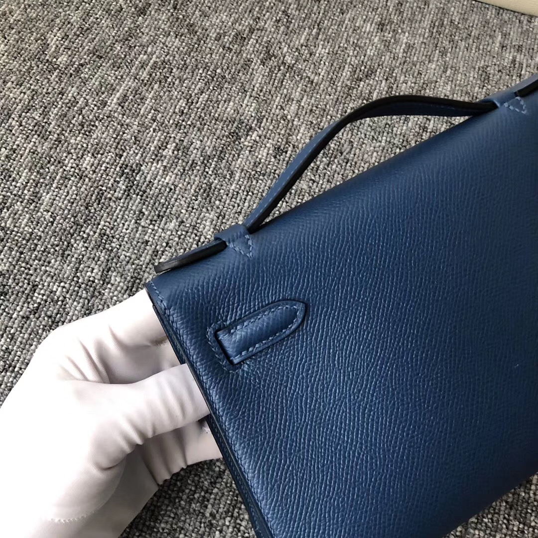 new jersey USA Hermes MiniKelly Pochette 22cm S4深邃藍 Deep Blue