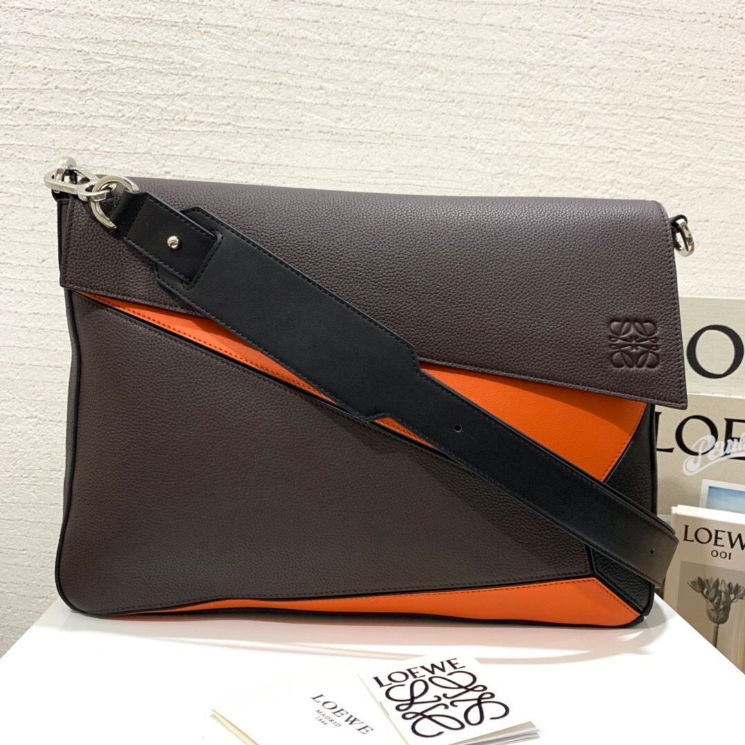 羅意威郵差包LOEWE Puzzle Messenger Bag Chocolate Brown/Orange