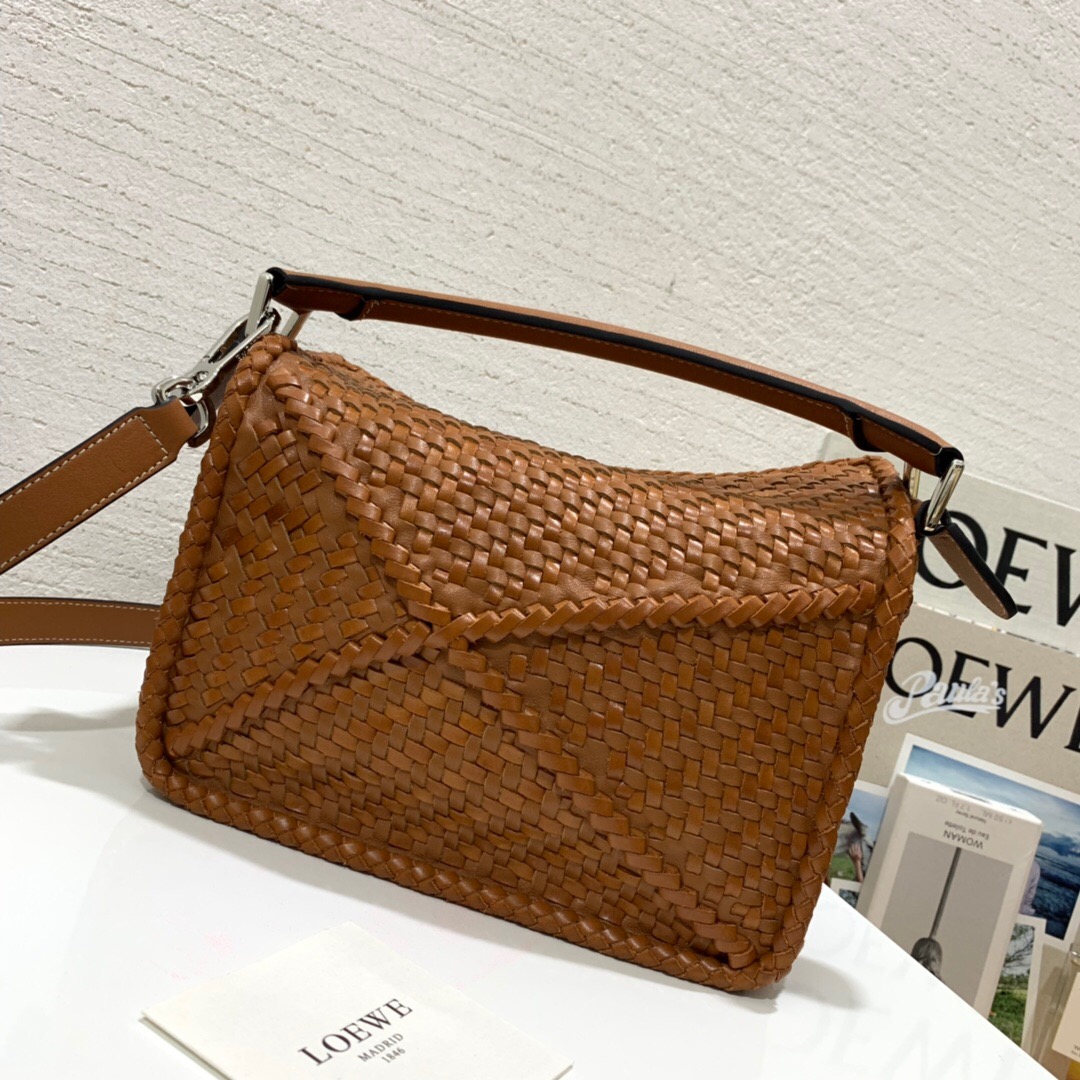 羅意威包包臺灣官網 LOEWE Puzzle Woven Small Bag 棕色