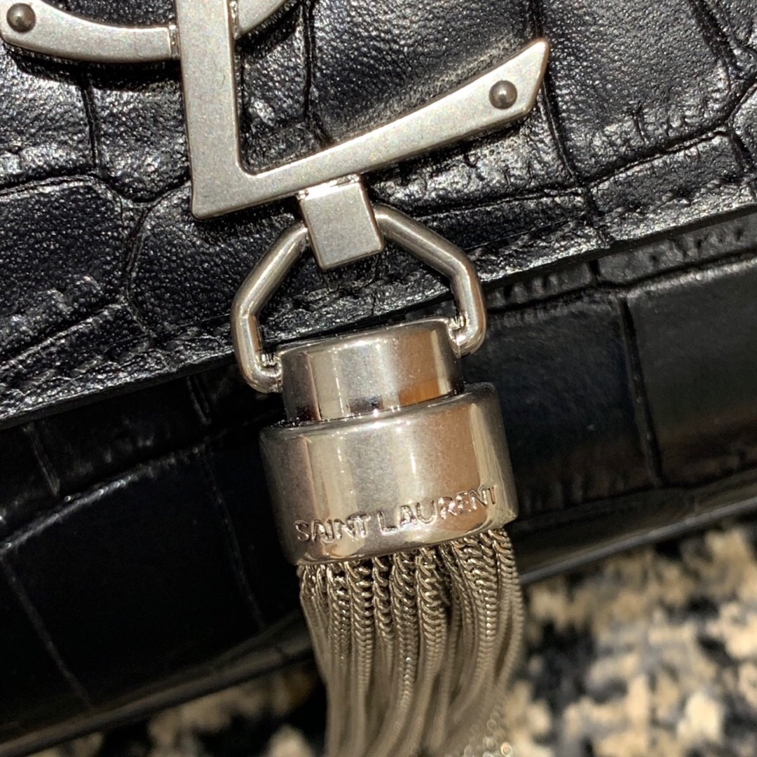 聖羅蘭 YSL 354119 MONOGRAMME SAINT LAURENT 中號流蘇鱷魚紋手袋