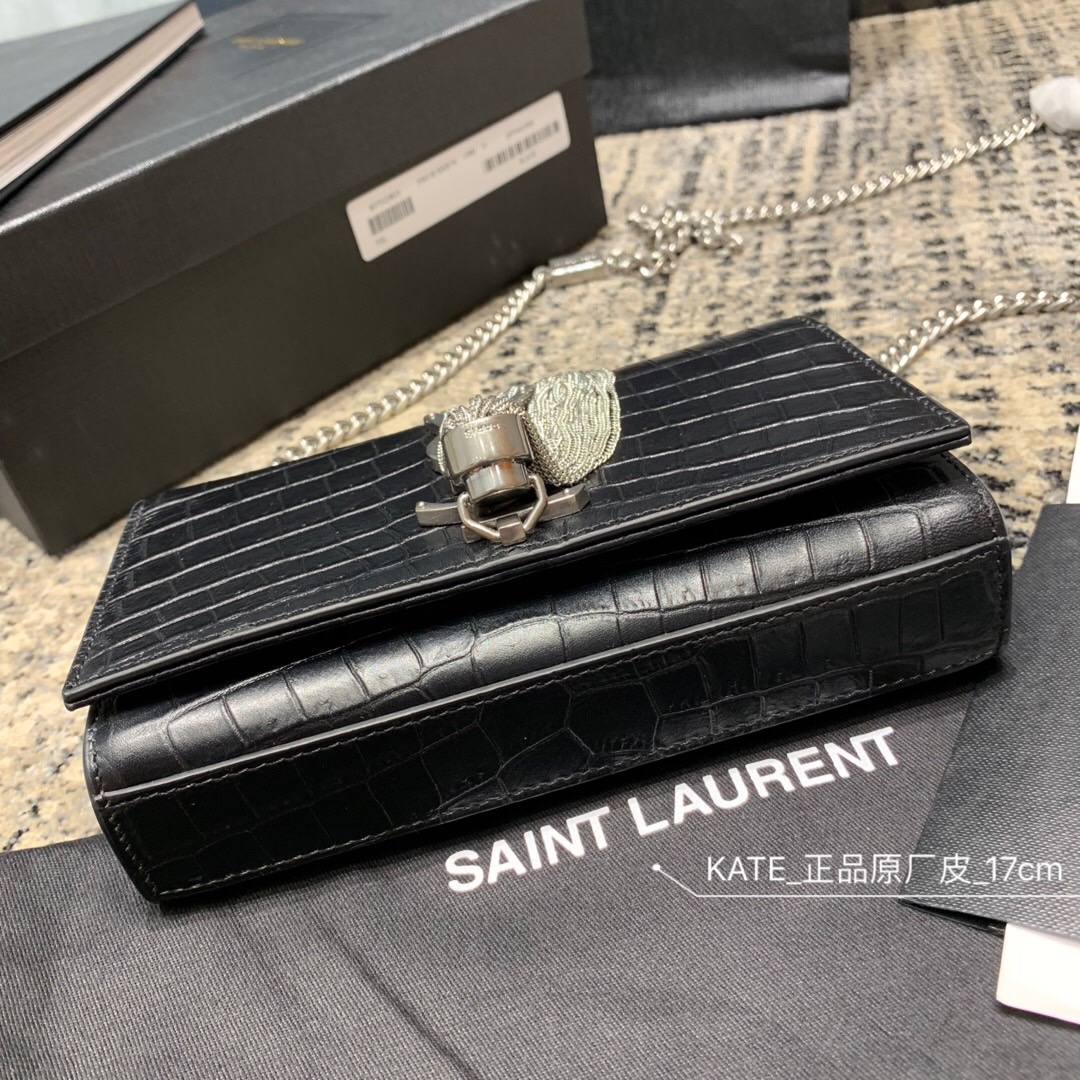 YSL 354120 聖羅蘭 MONOGRAMME SAINT LAURENT 小號流蘇鱷魚壓紋真皮手袋