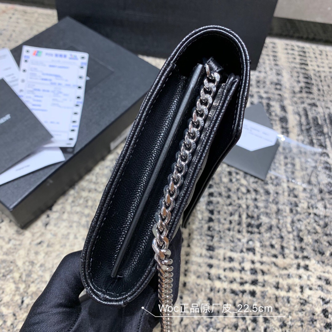 聖羅蘭臺灣官網 ysl MONOGRAM WOC 黑色真皮鏈式皮夾