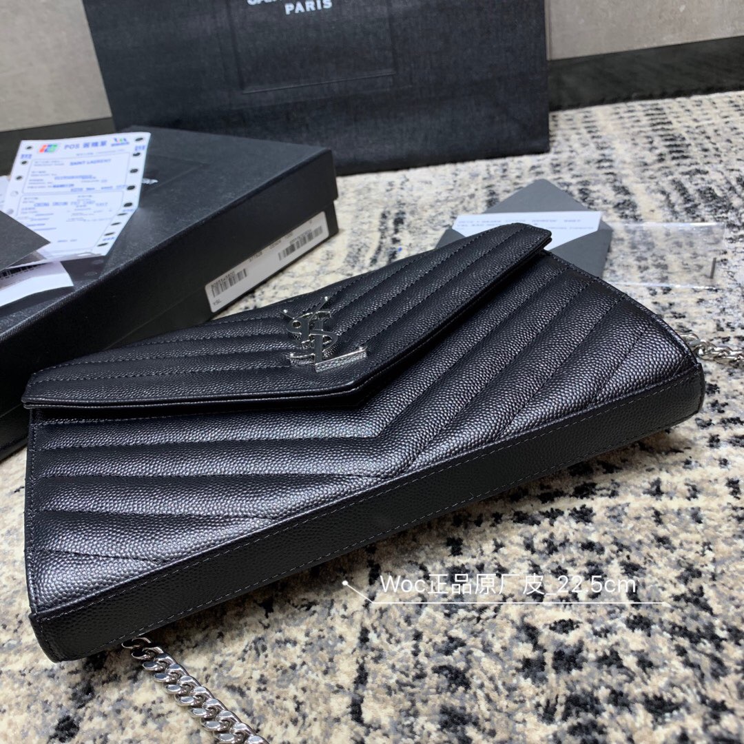 聖羅蘭臺灣官網 ysl MONOGRAM WOC 黑色真皮鏈式皮夾