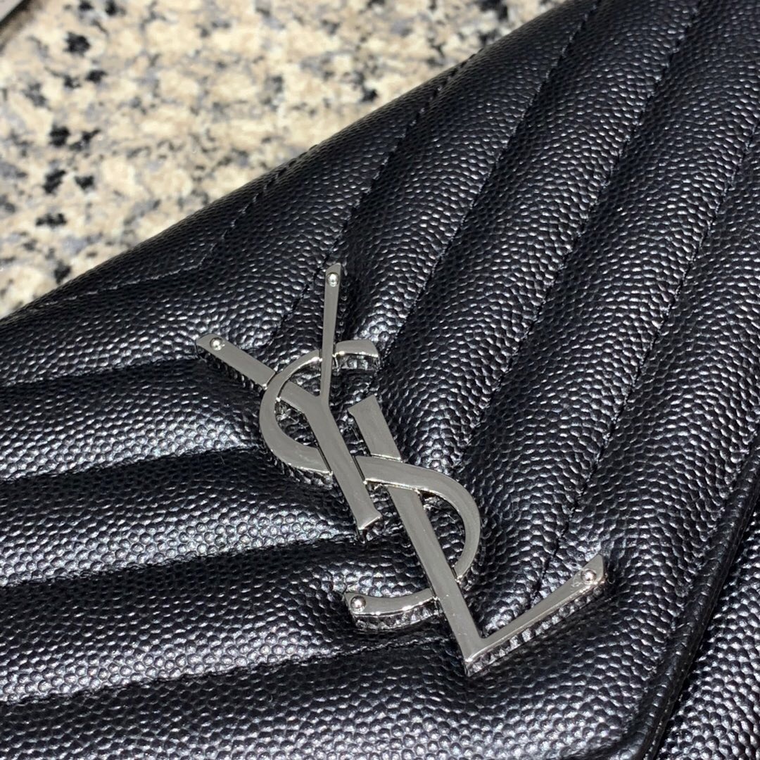 聖羅蘭臺灣官網 ysl MONOGRAM WOC 黑色真皮鏈式皮夾