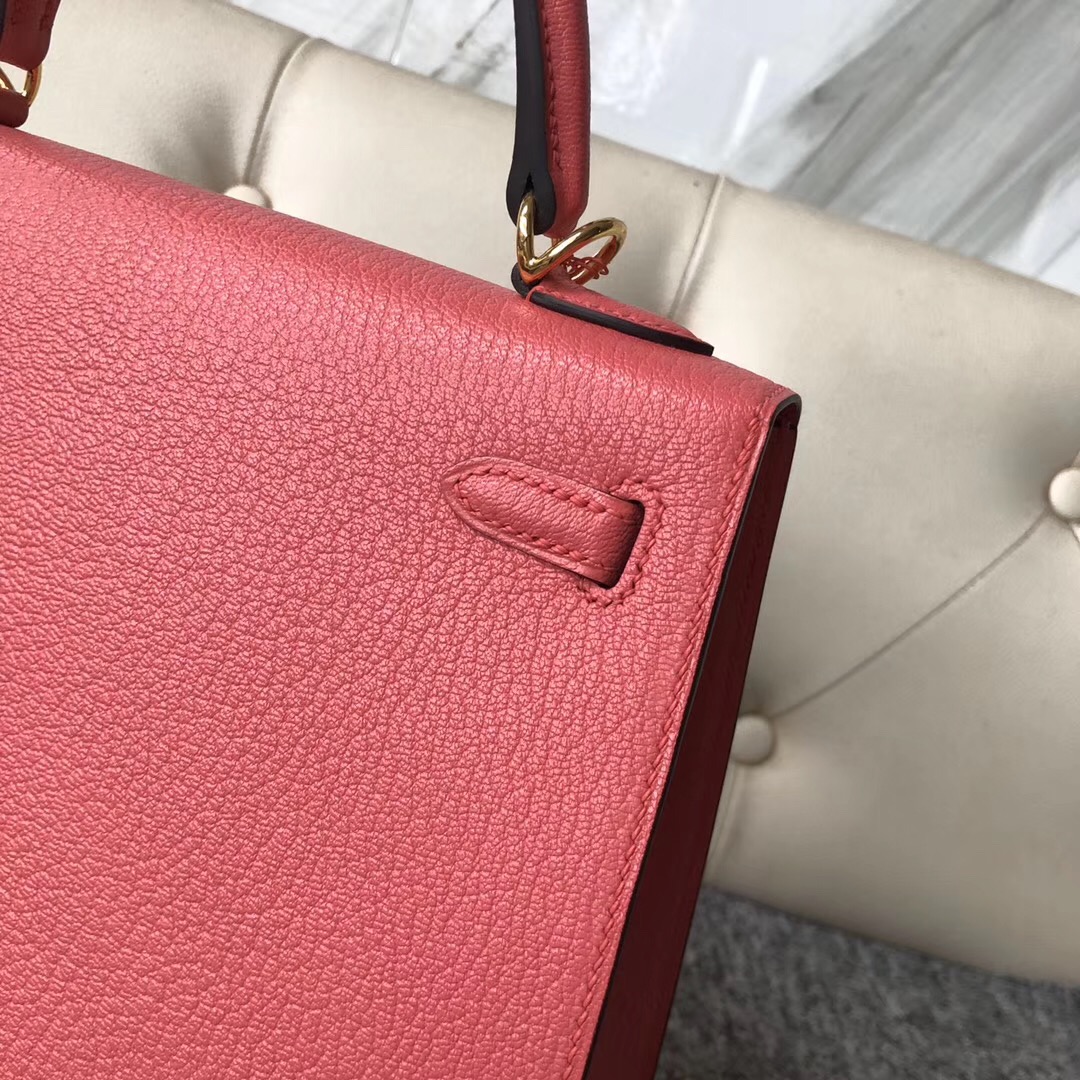 Vancouver Canada Hermes Kelly 25cm Chevre 8w Rose Azalee 新唇膏粉