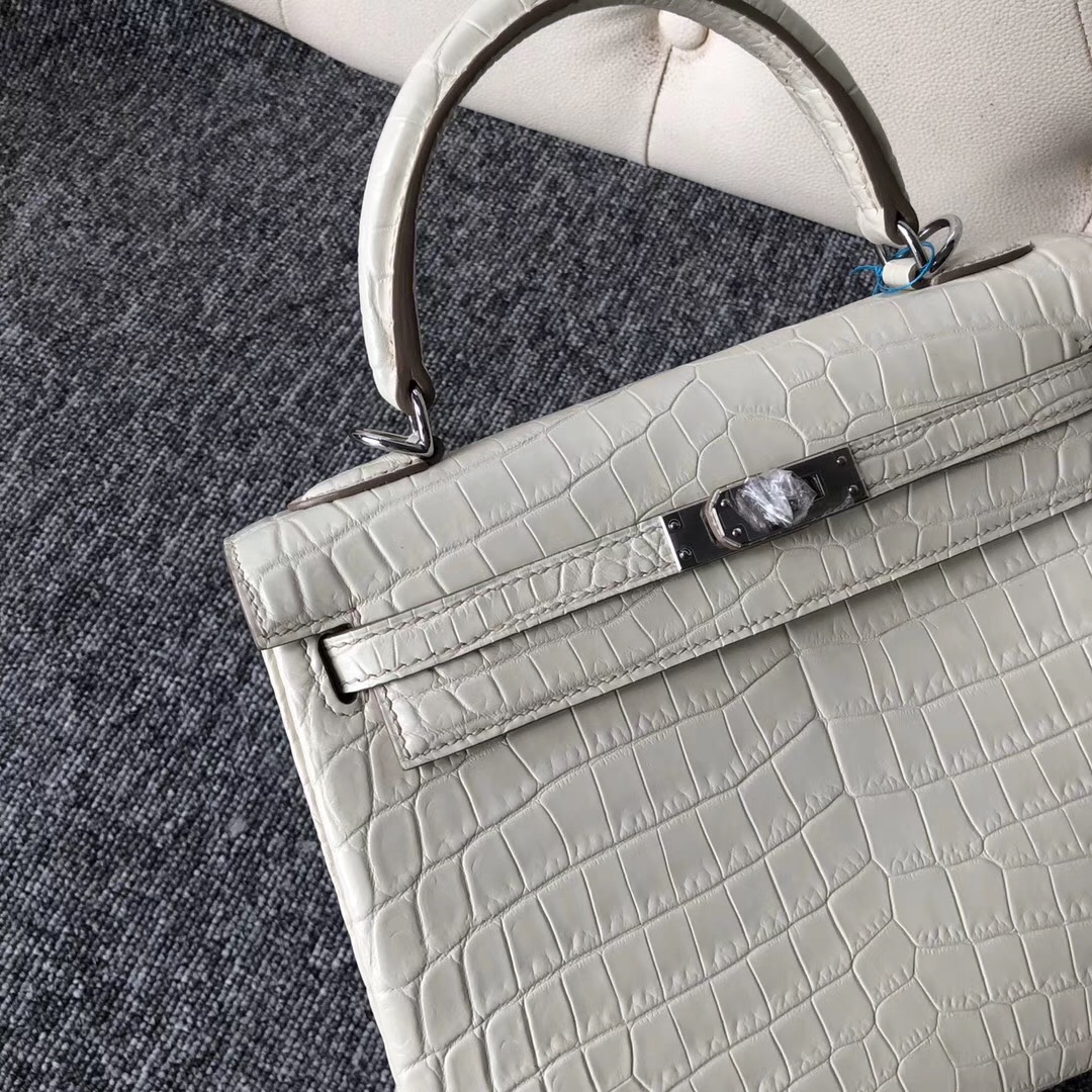 Vancouver Canada Hermes Kelly 25cm 8L奶油白 beton Matte nilo crocodile