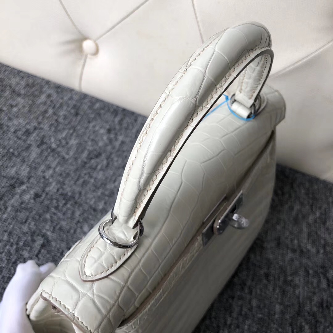 Vancouver Canada Hermes Kelly 25cm 8L奶油白 beton Matte nilo crocodile