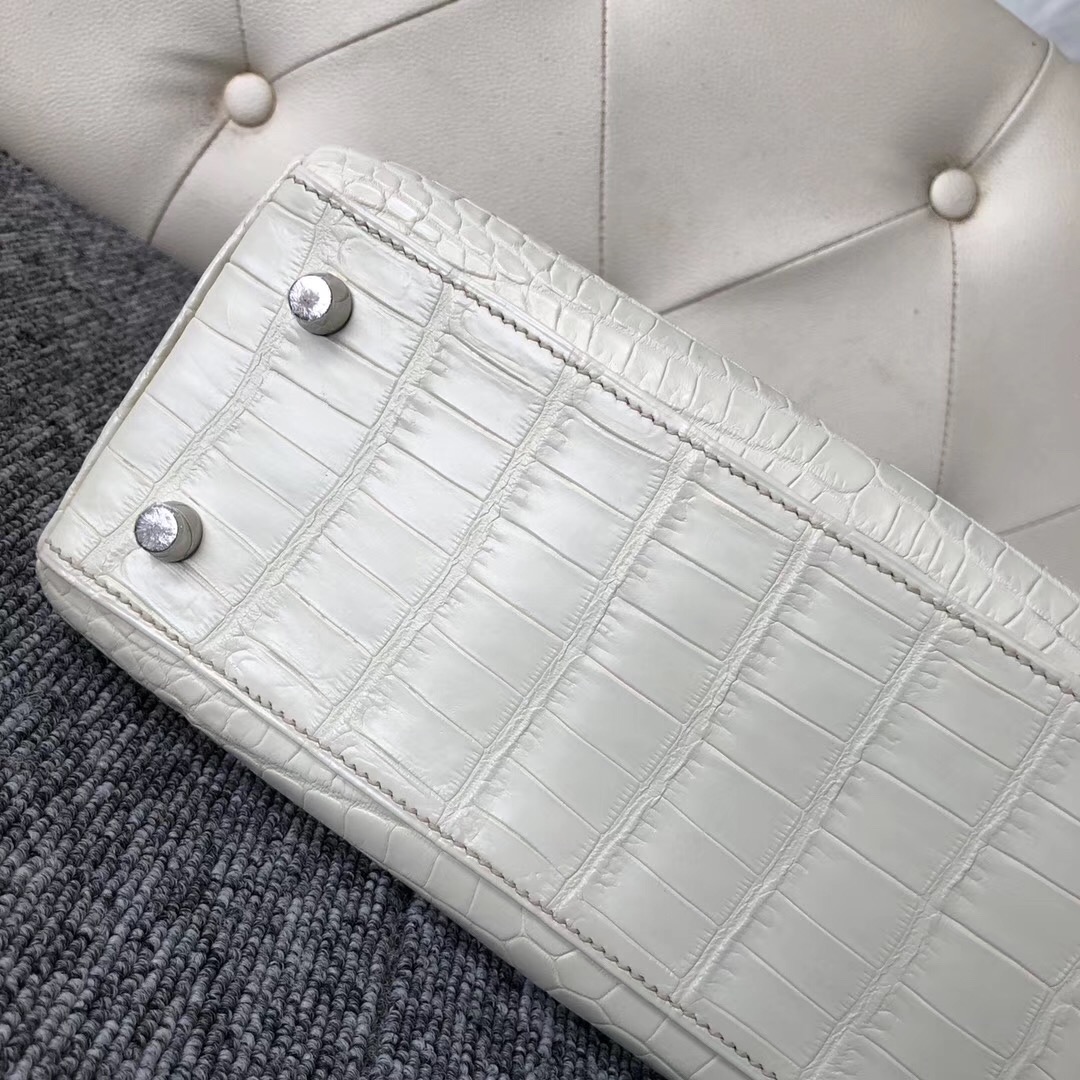 Vancouver Canada Hermes Kelly 25cm 8L奶油白 beton Matte nilo crocodile