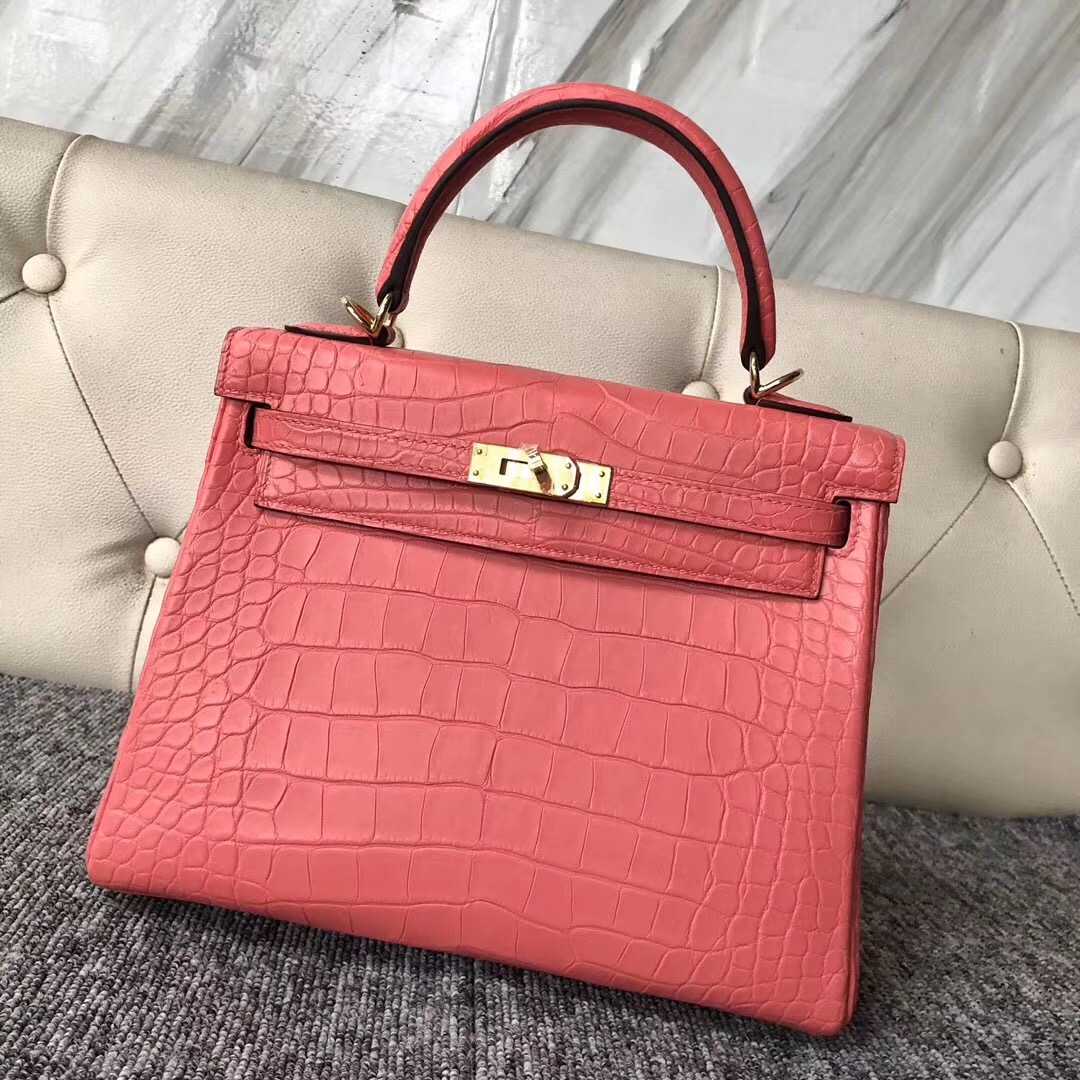 Singapore City Hermes Kelly 25cm A5 Bouganinviller杜鵑紅 Alligator Crocodile