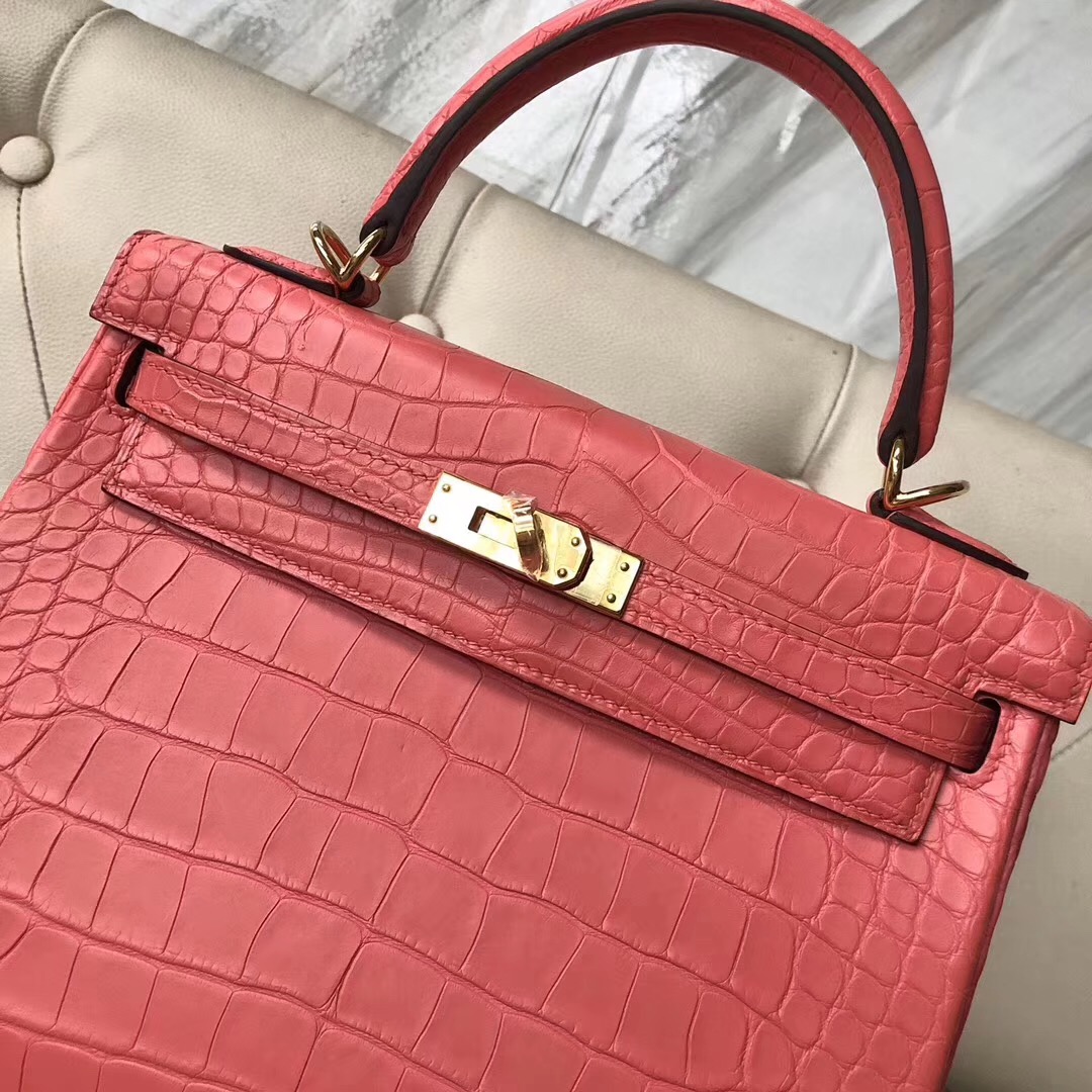 Singapore City Hermes Kelly 25cm A5 Bouganinviller杜鵑紅 Alligator Crocodile