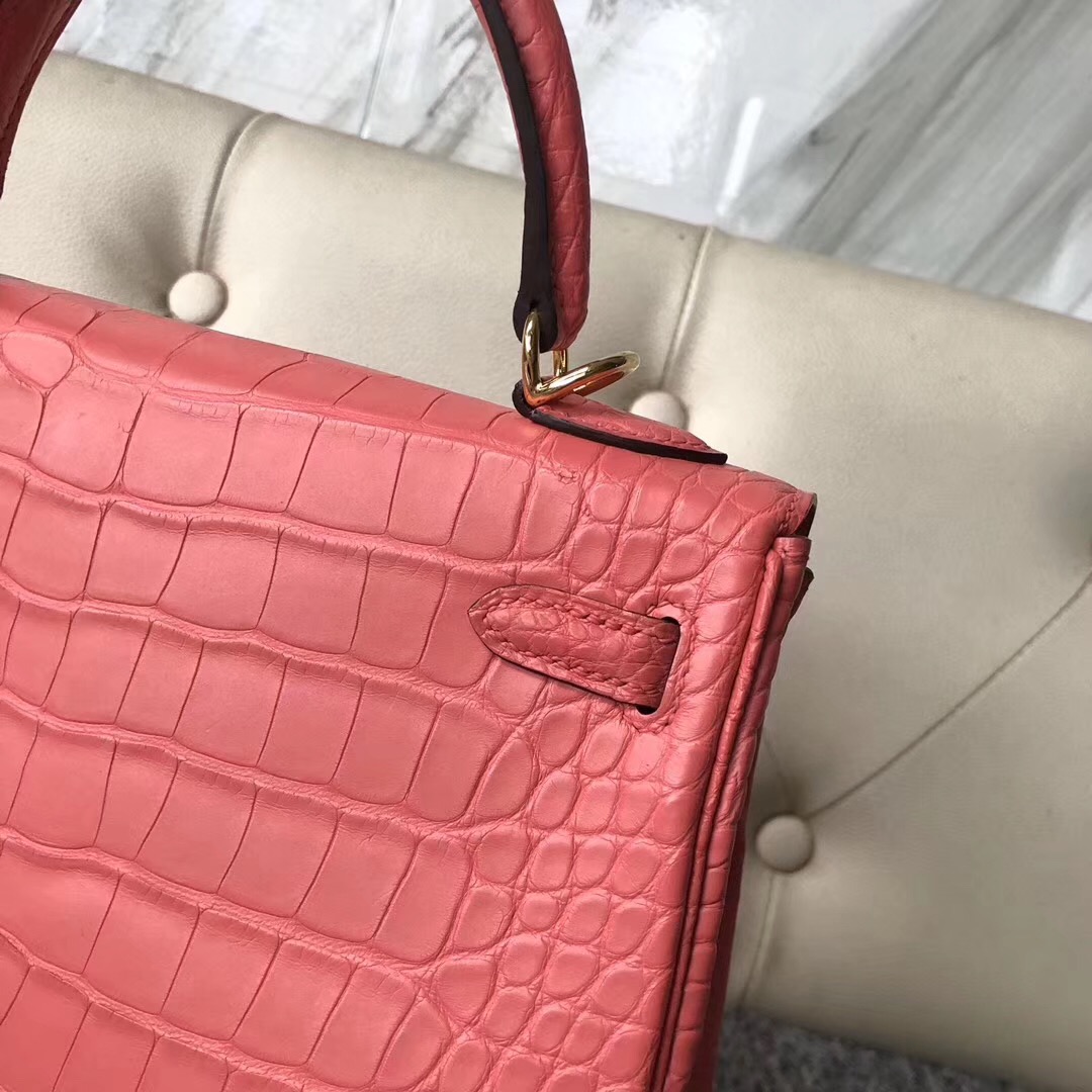 Singapore City Hermes Kelly 25cm A5 Bouganinviller杜鵑紅 Alligator Crocodile